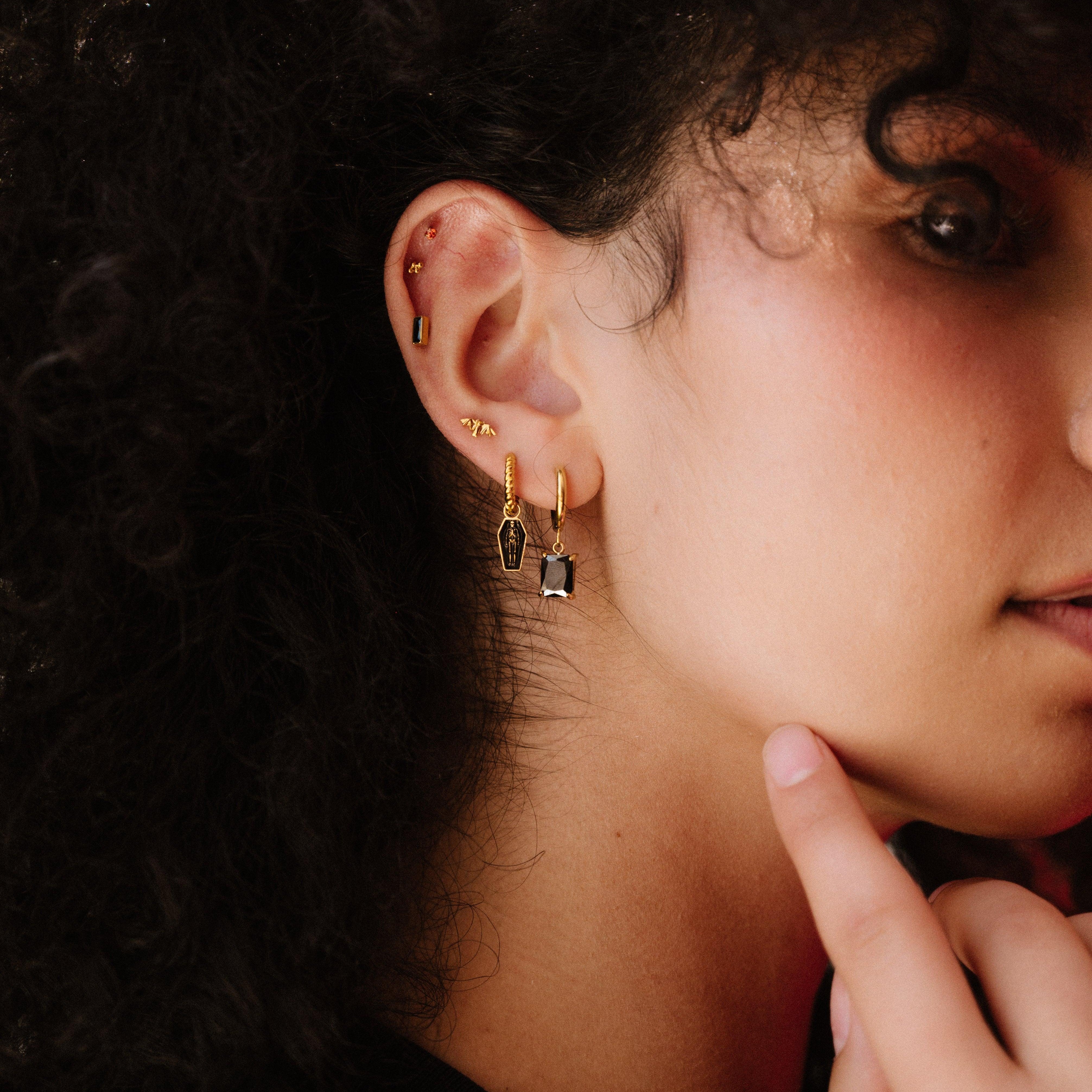 Skeleton-In-A-Coffin Hoop Charm