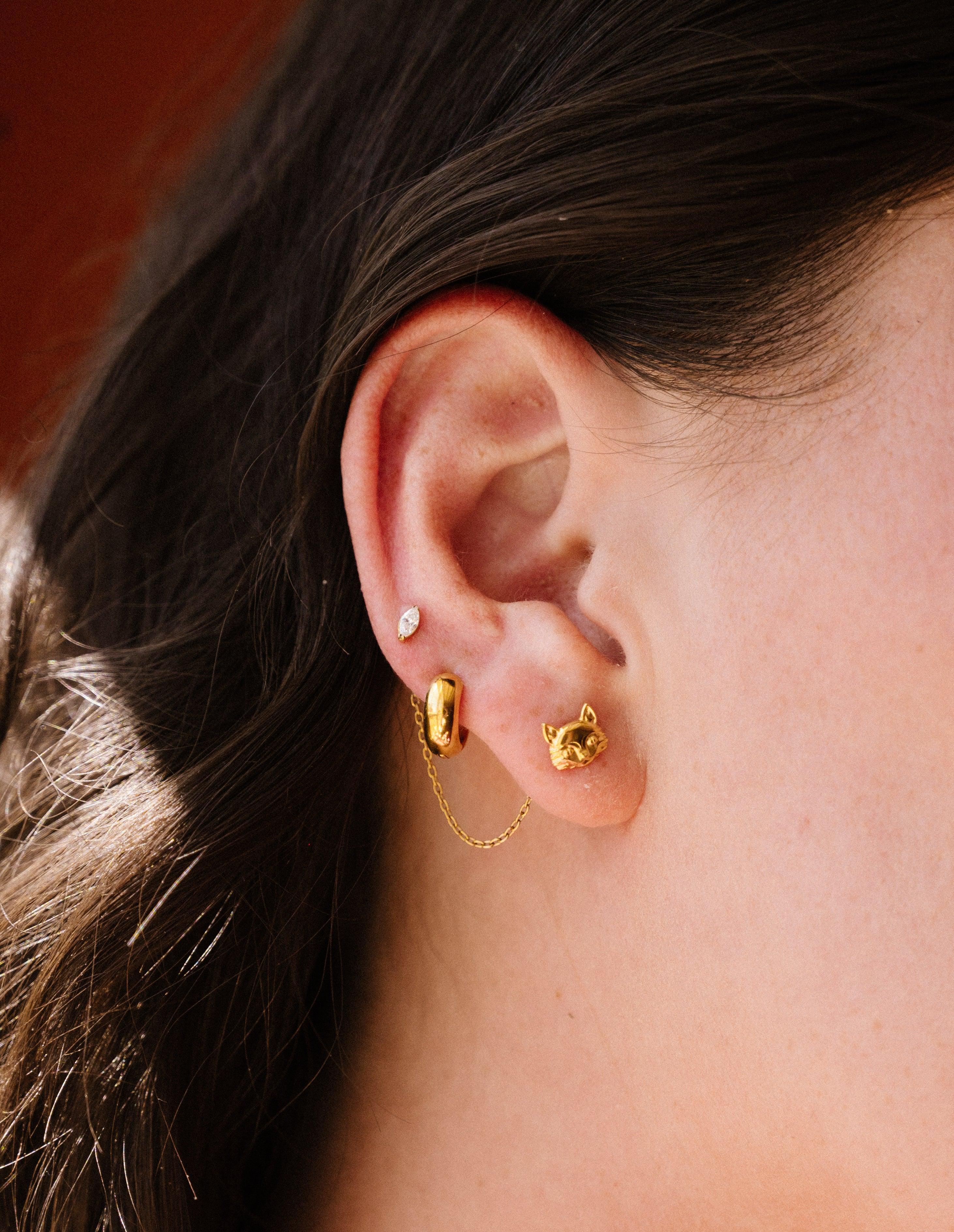 Cat Face Flat Back Stud