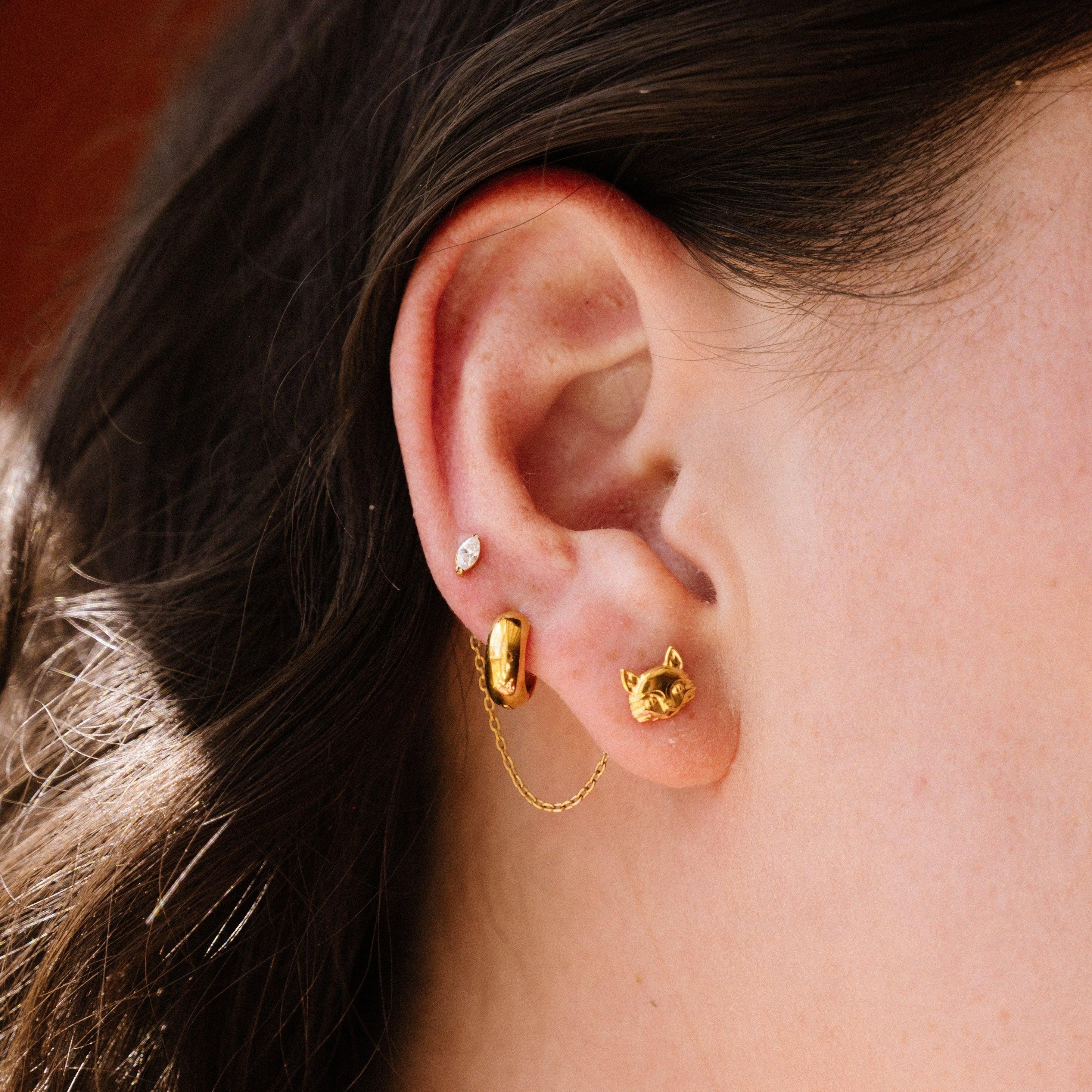 Cat Face Flat Back Stud