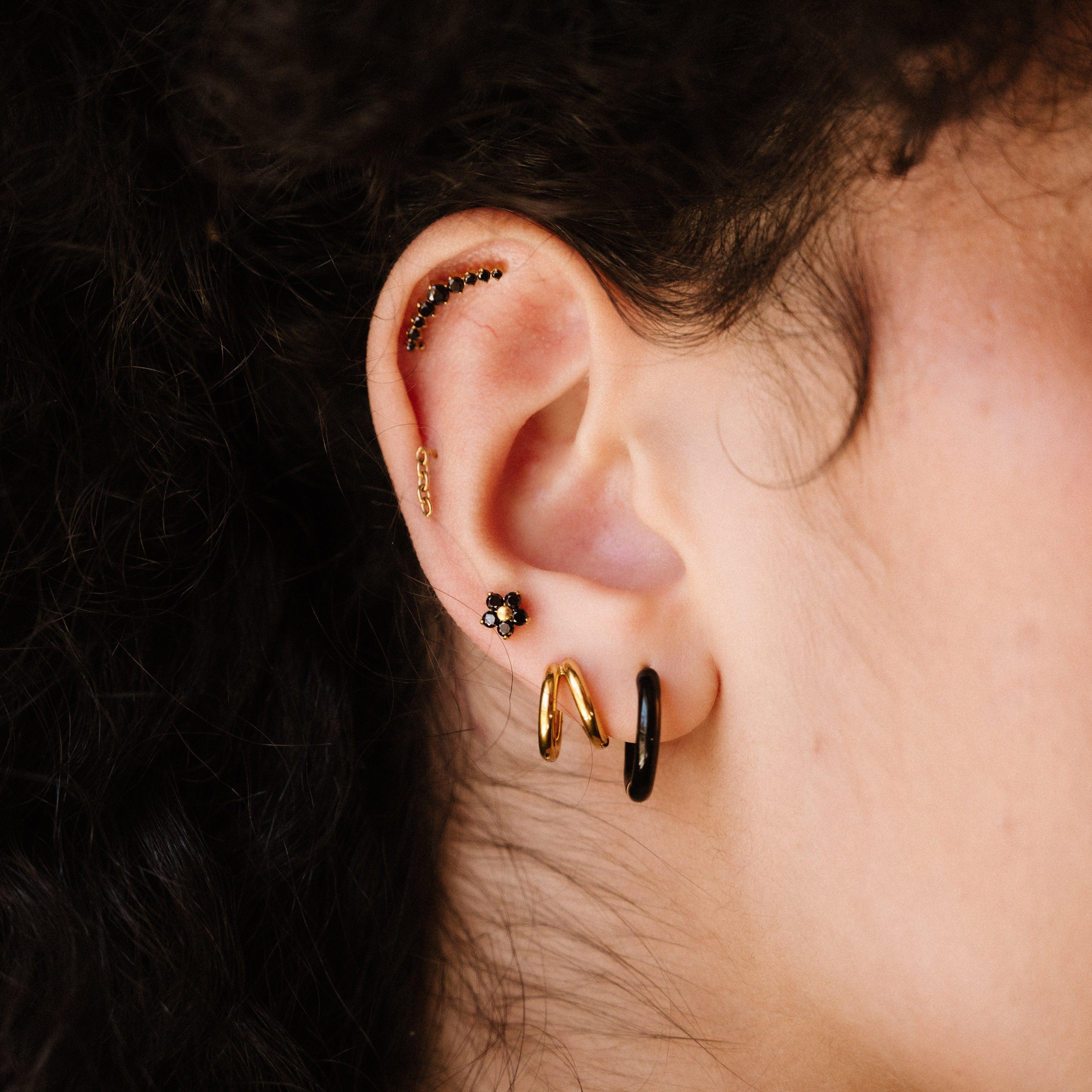 Onyx Ear Climber Flat Back Stud