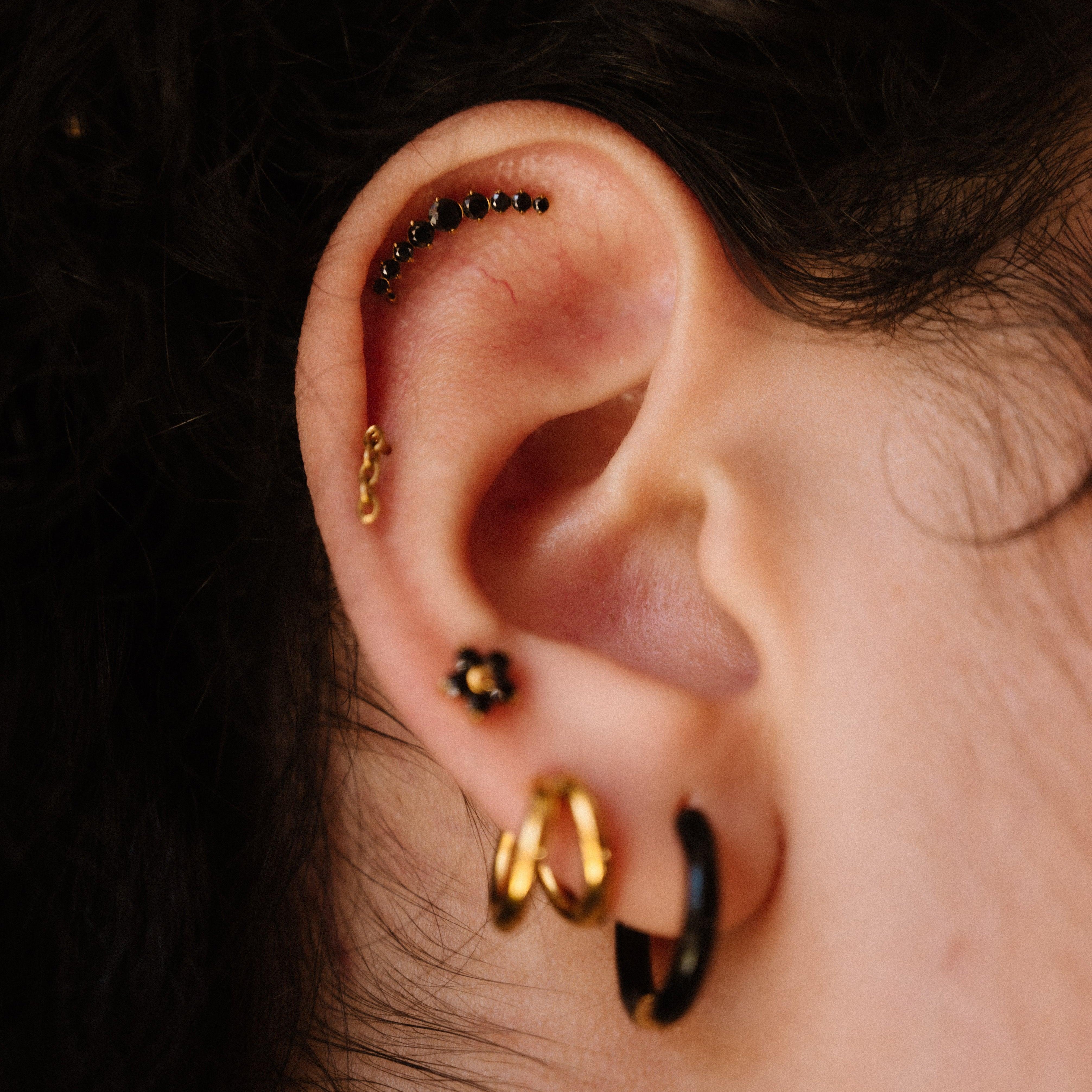 Onyx Ear Climber Flat Back Stud