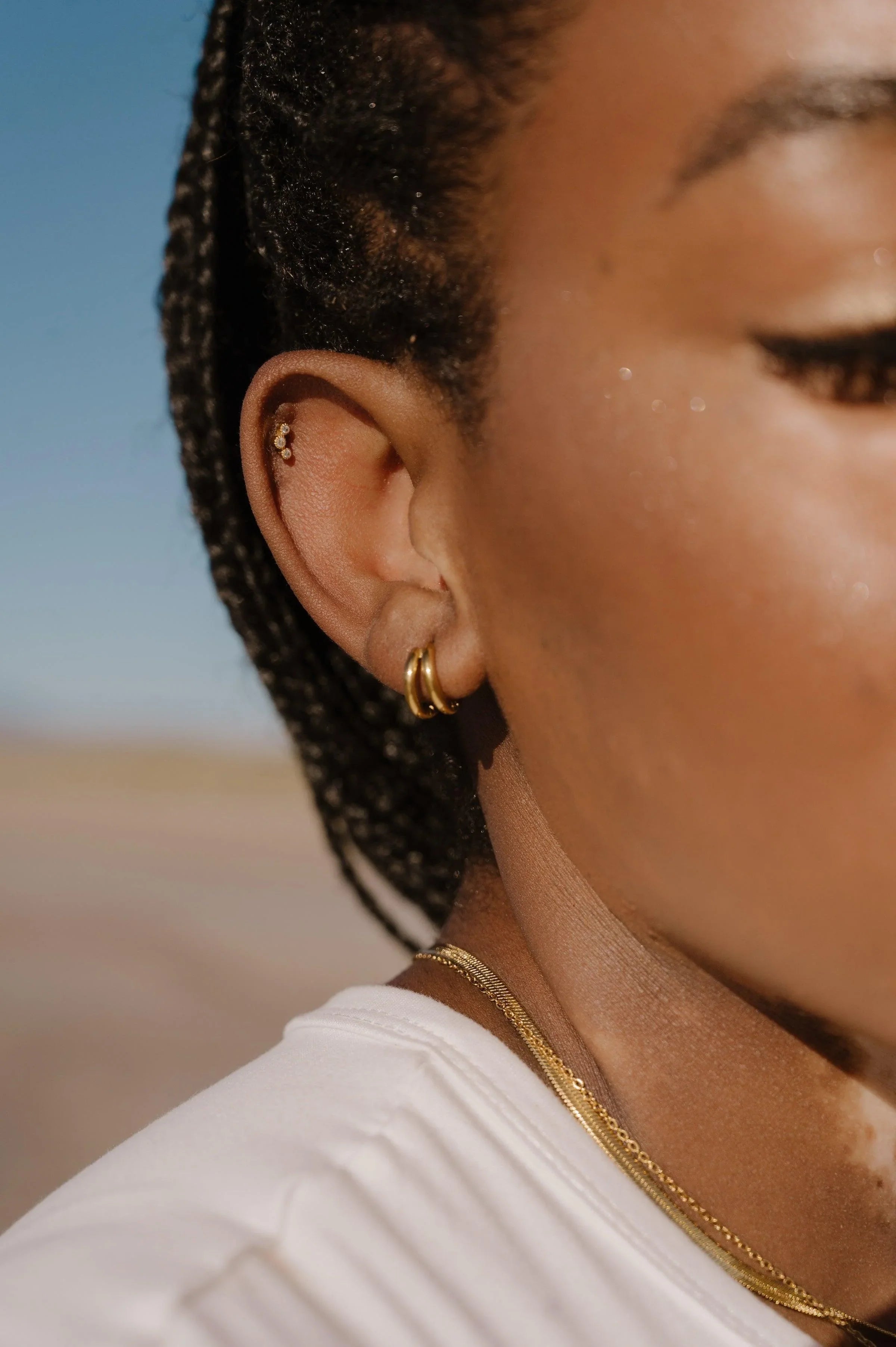 CZ Barnacle Flat Back Stud