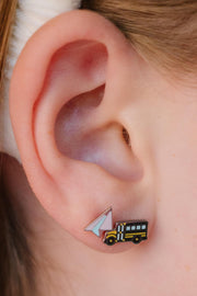 School Bus Enamel Flat Back Stud