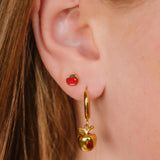 Apple Charm Hoops