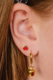 Red Apple Enamel Flat Back Stud