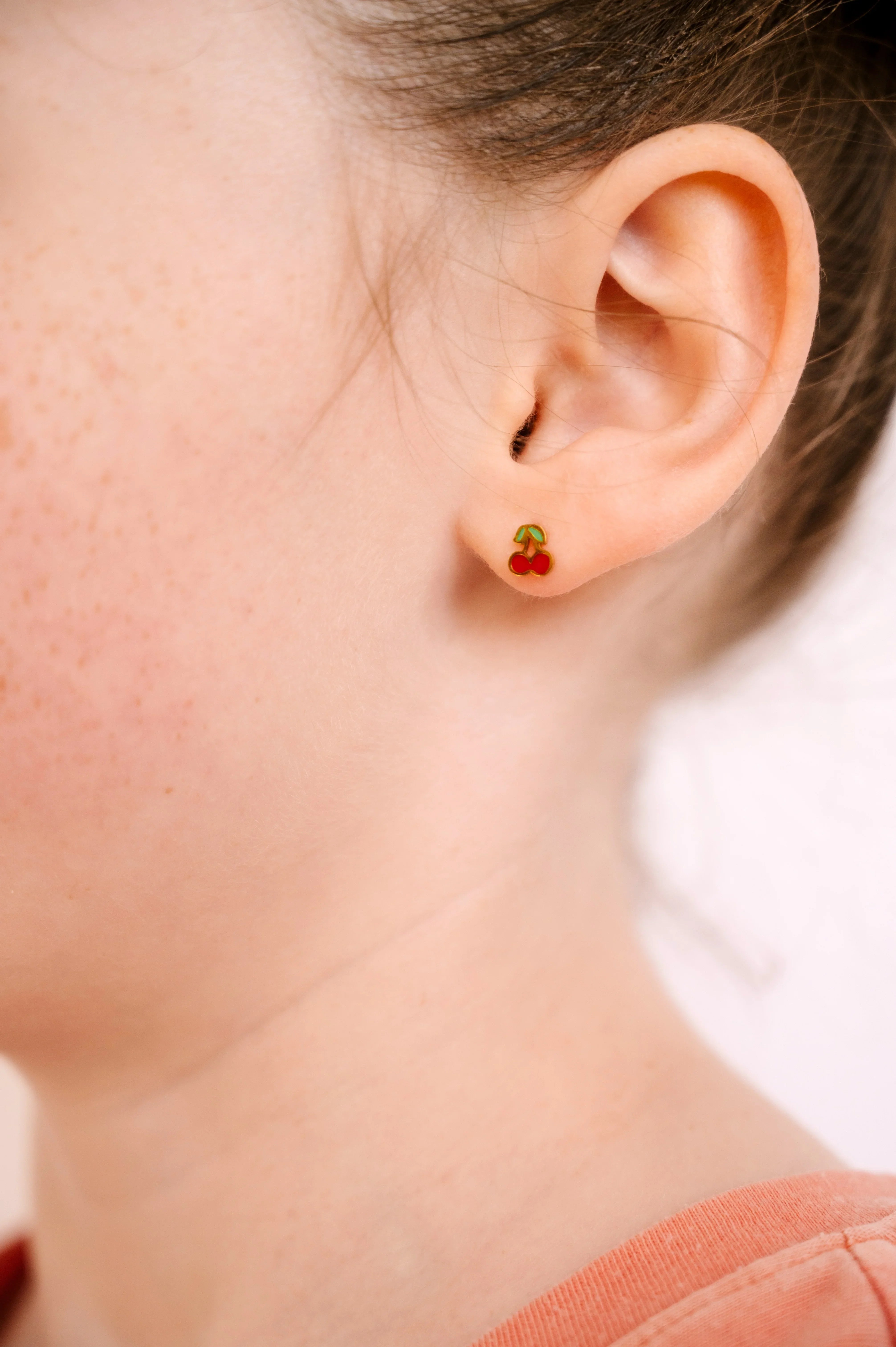 Cherry Enamel Flat Back Stud