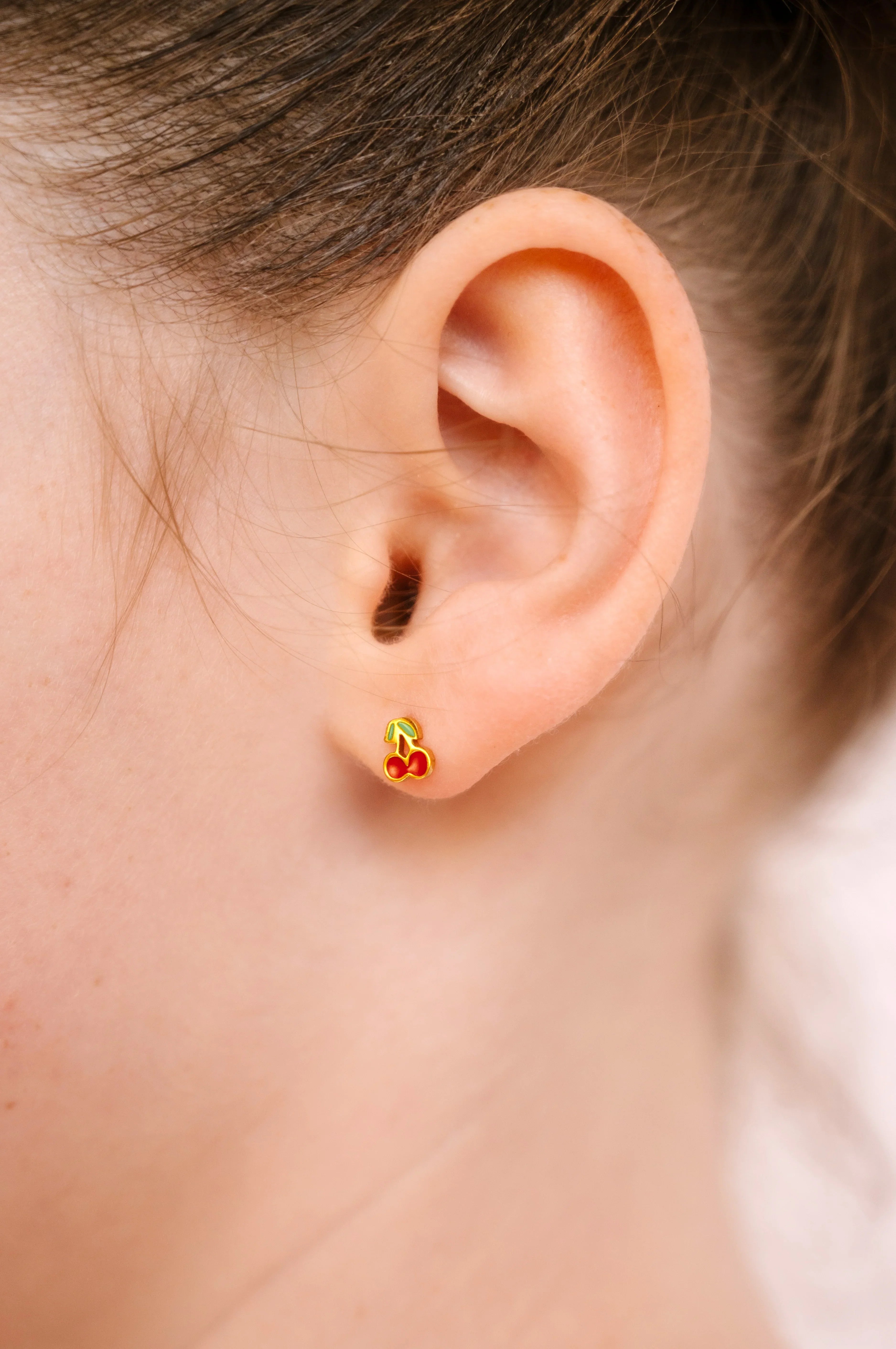 Cherry Enamel Flat Back Stud