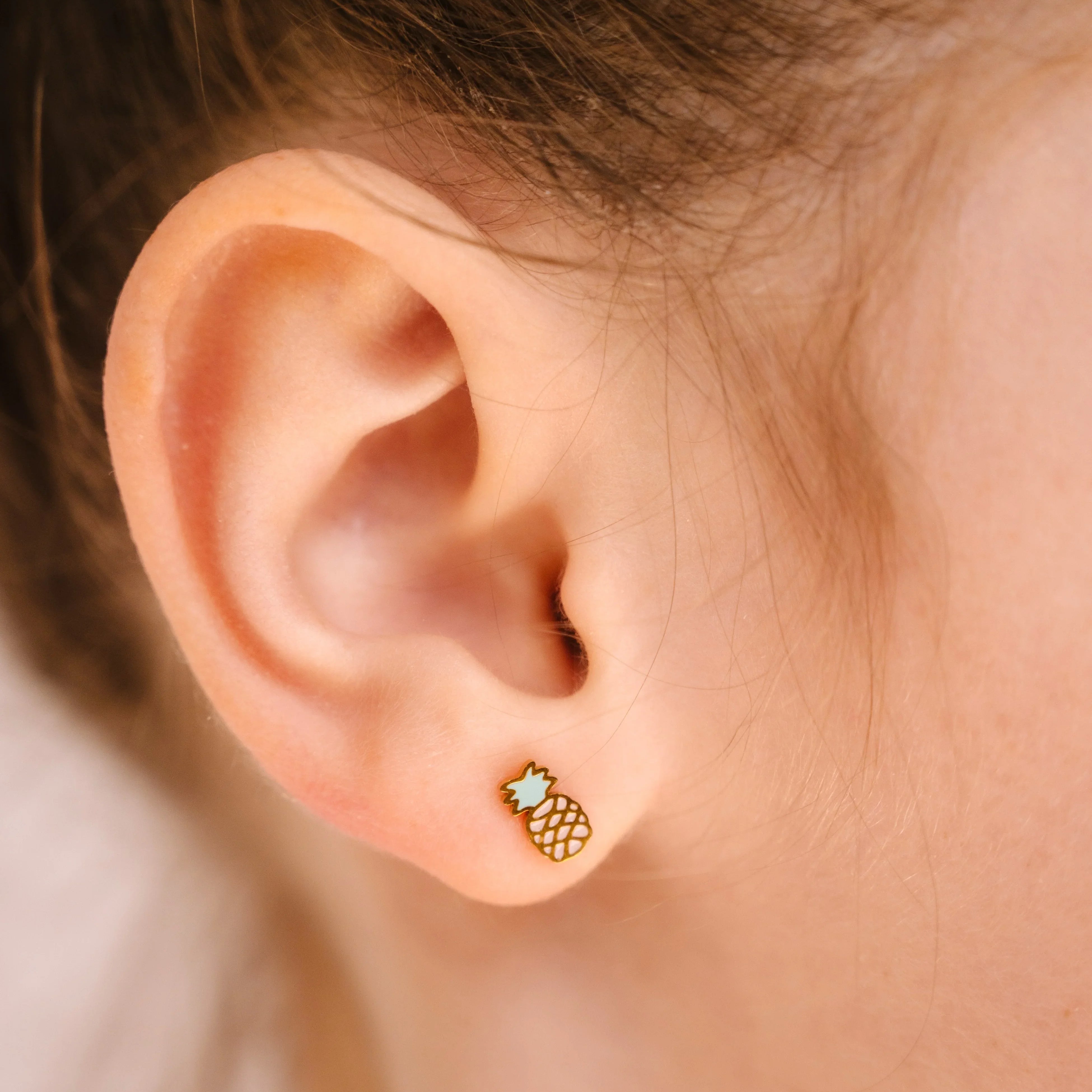 Pastel Pineapple Enamel Flat Back Stud