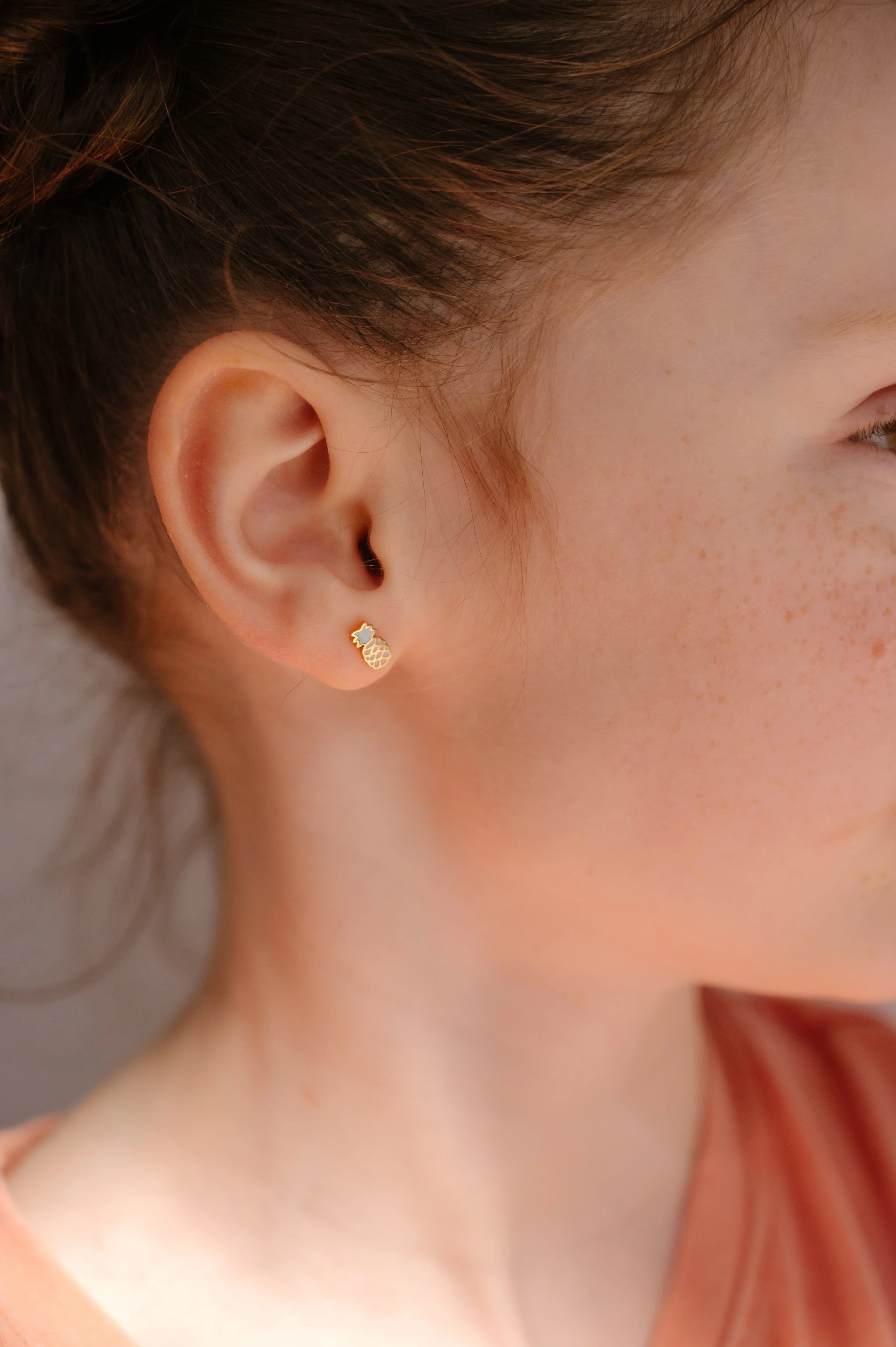 Pastel Pineapple Enamel Flat Back Stud