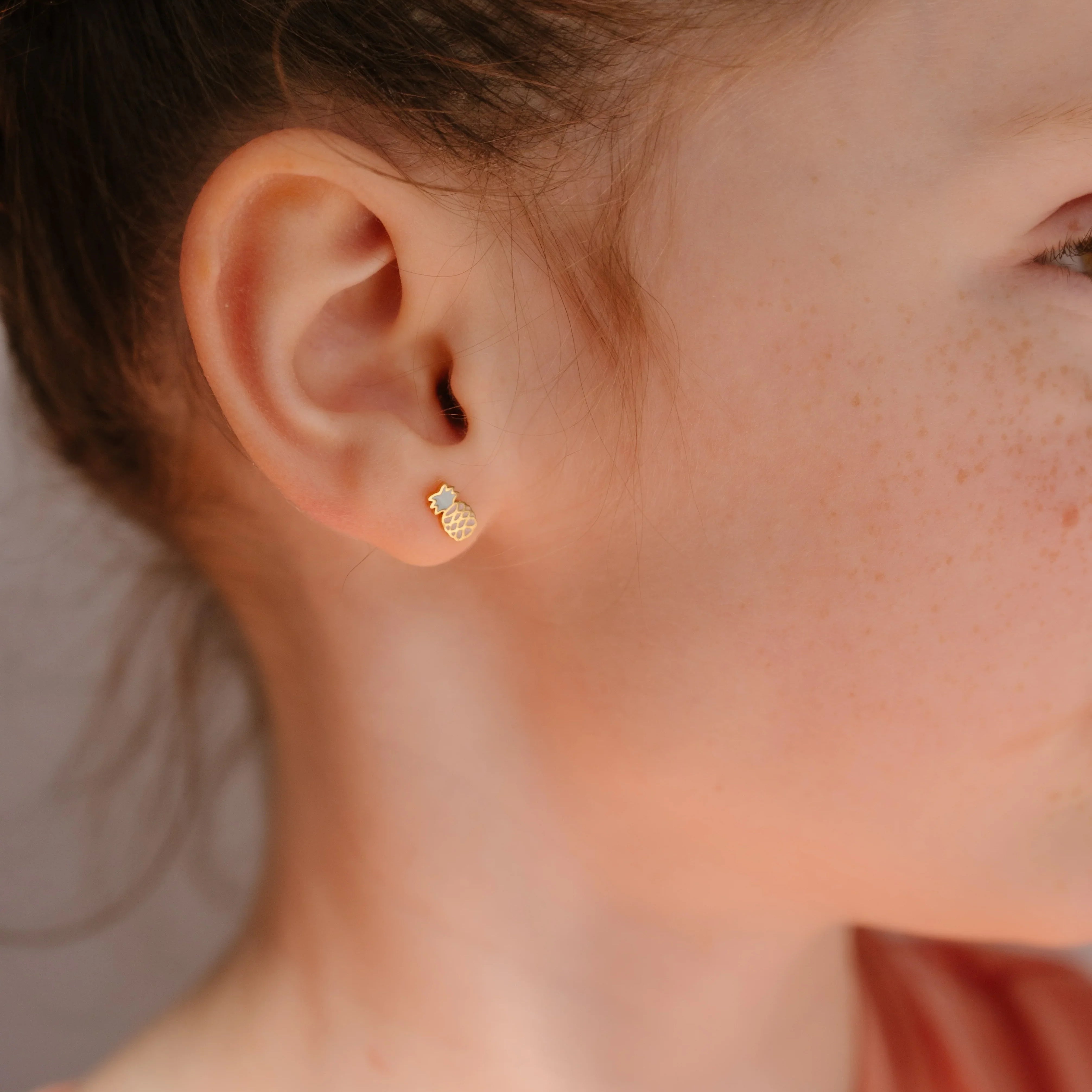 Pastel Pineapple Enamel Flat Back Stud