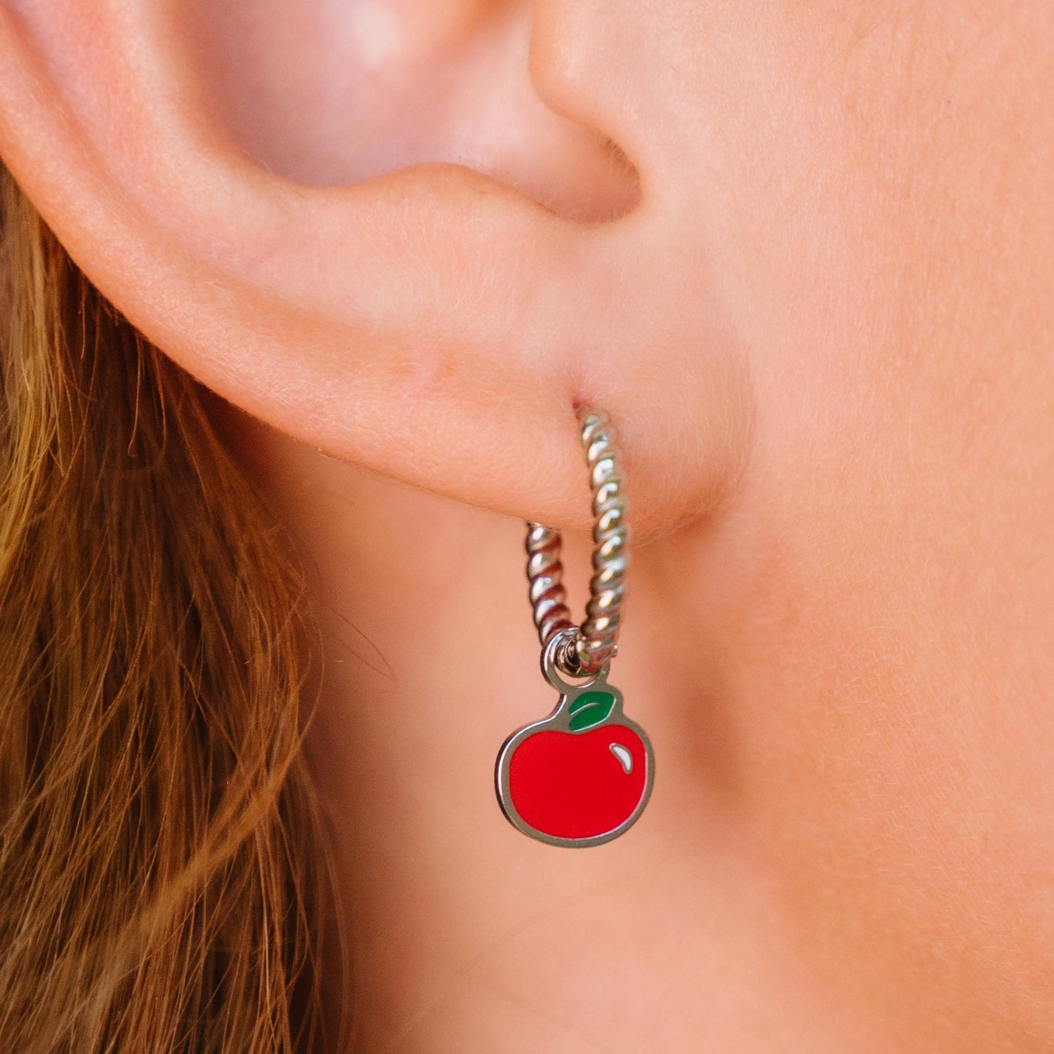 Red Apple Hoop Charm