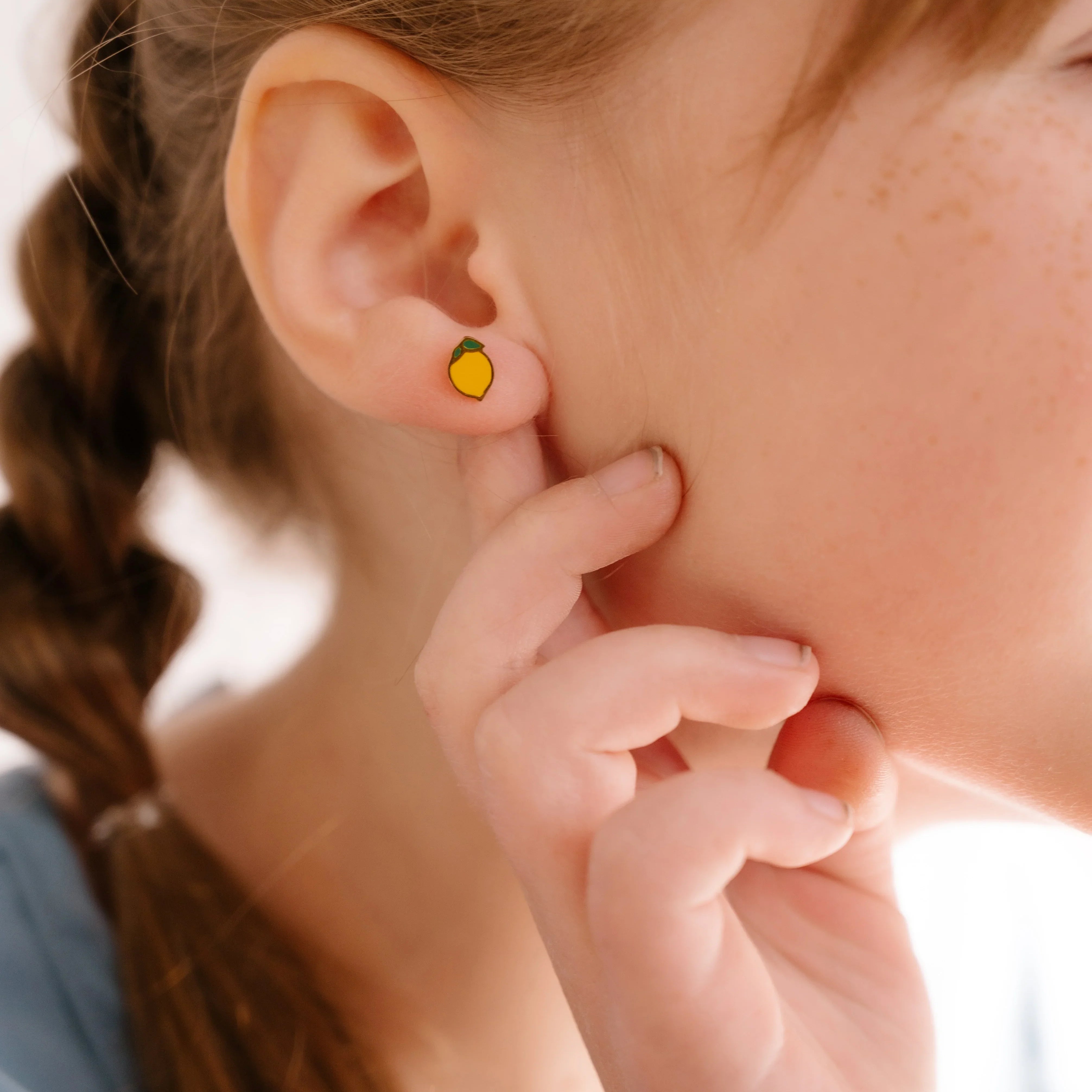 Lemon Enamel Flat Back Stud