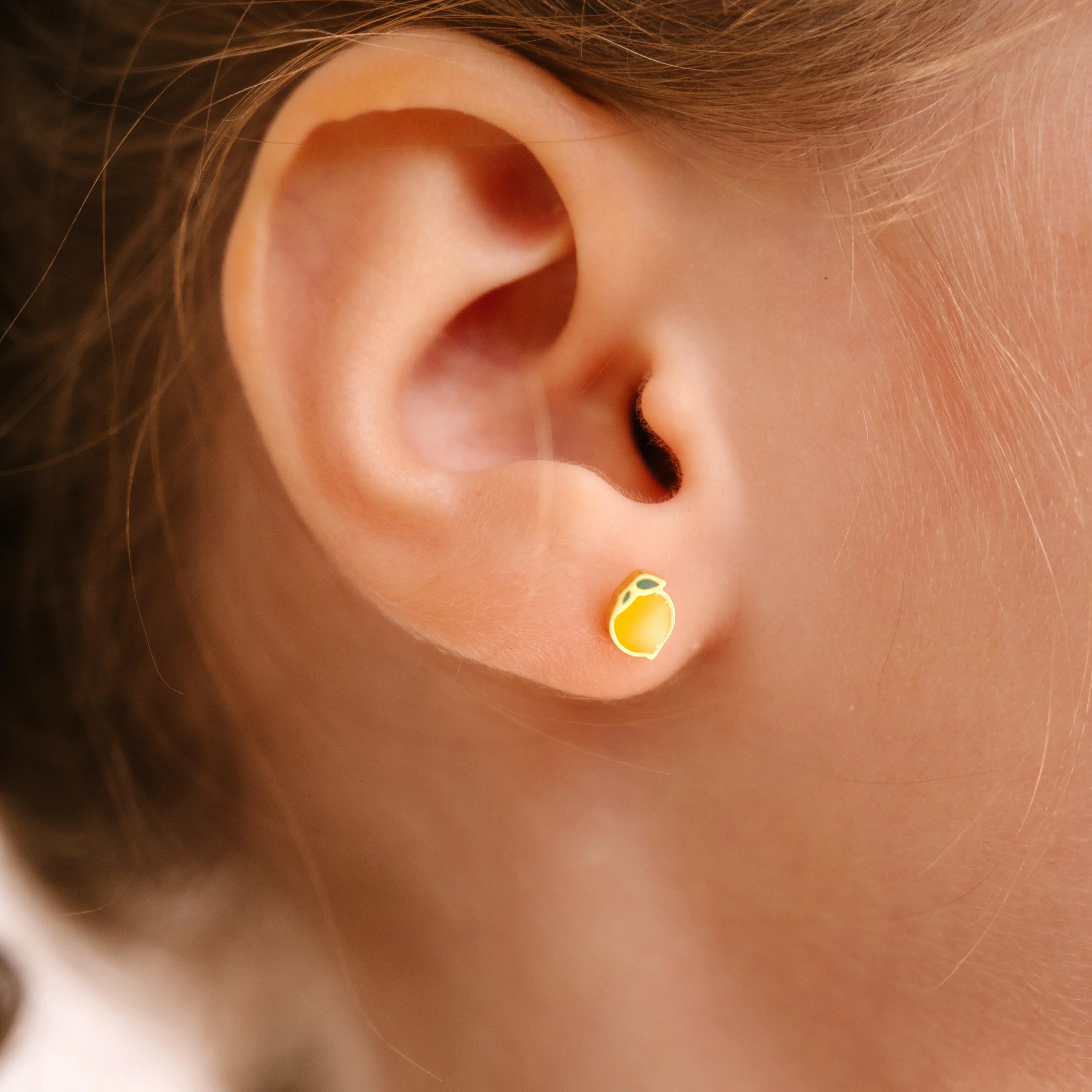 Lemon Enamel Flat Back Stud