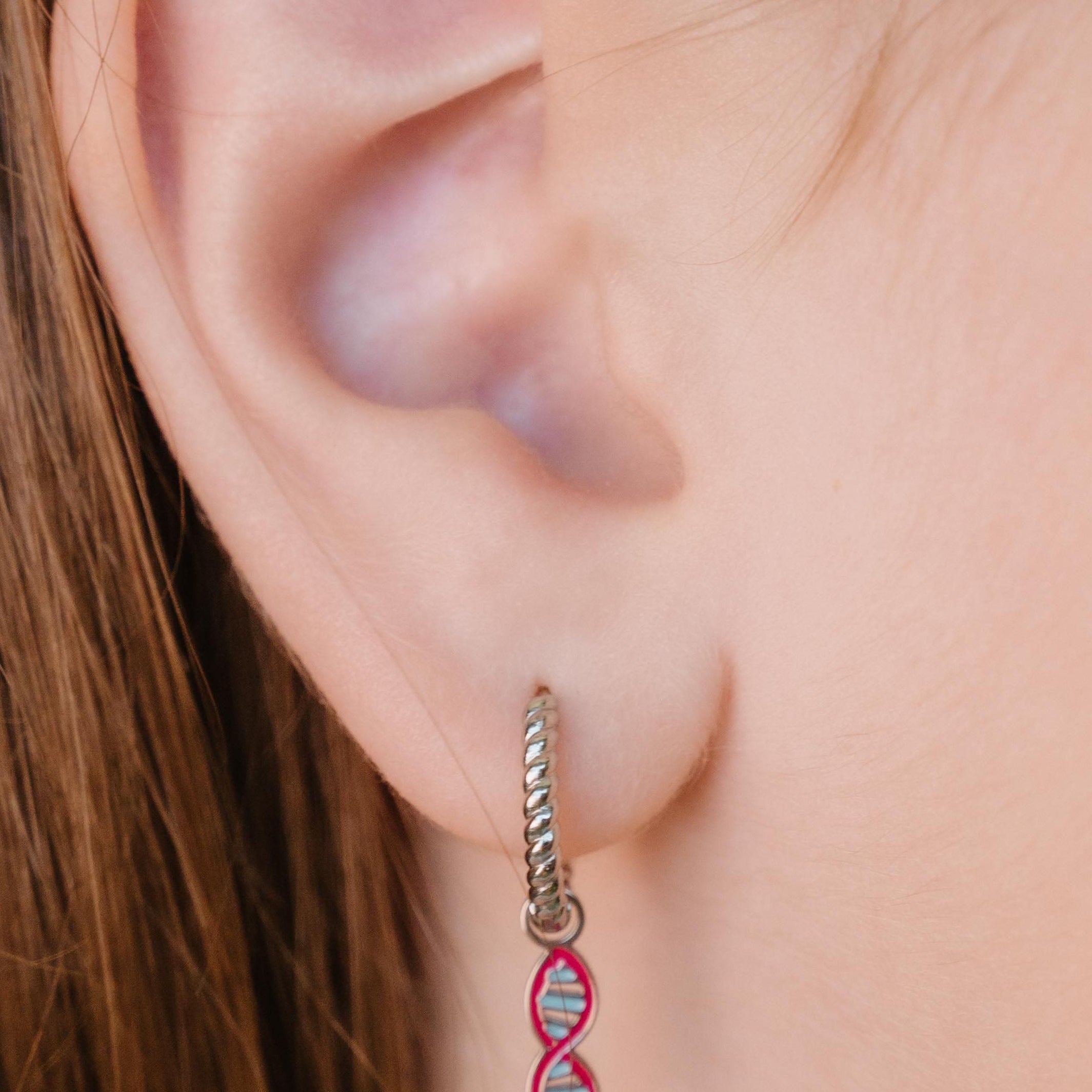 DNA Helix Enamel Hoop Charm