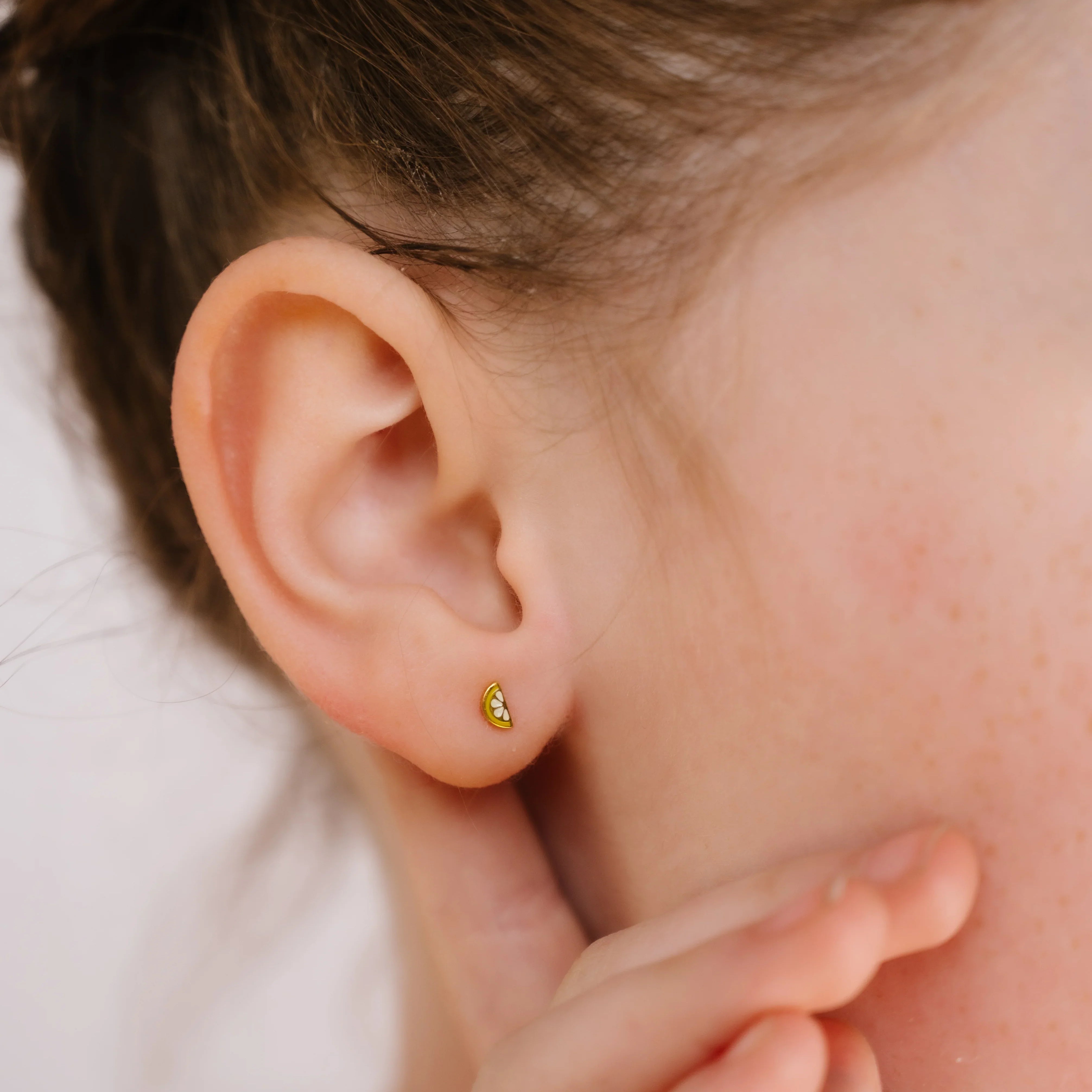 Lemon Slice Enamel Flat Back Stud