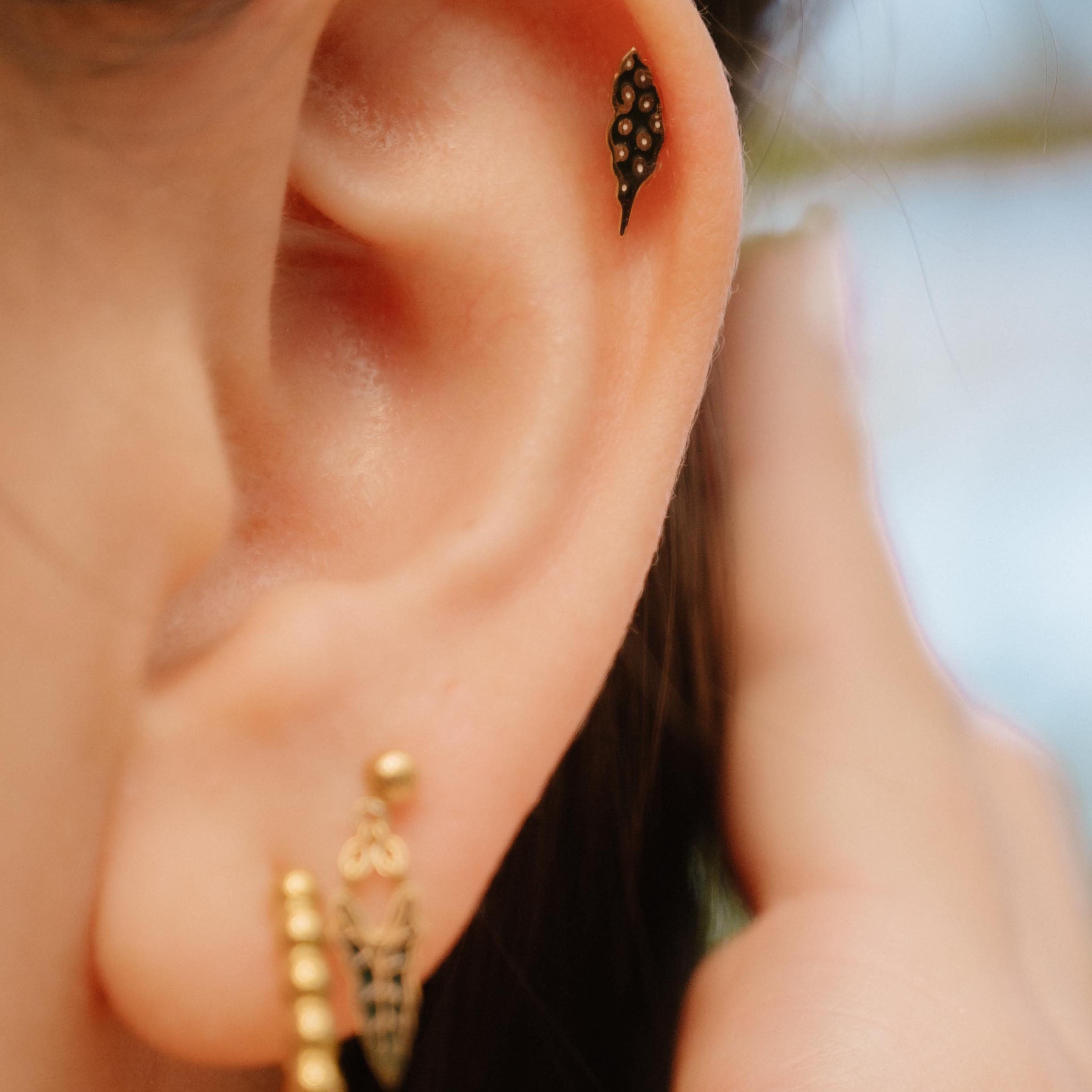 Polka Dot Begonia Flat Back Stud