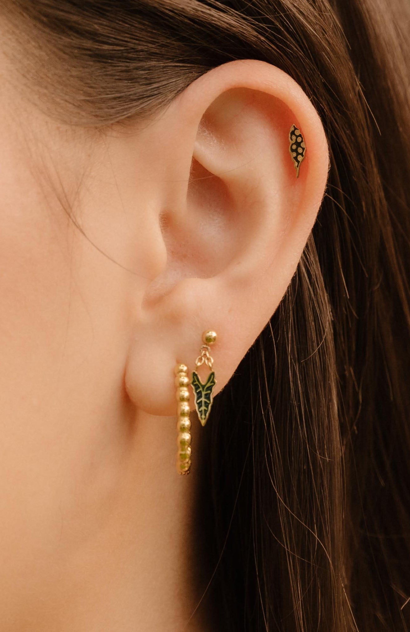 Alocasia Dangle Flat Back Stud
