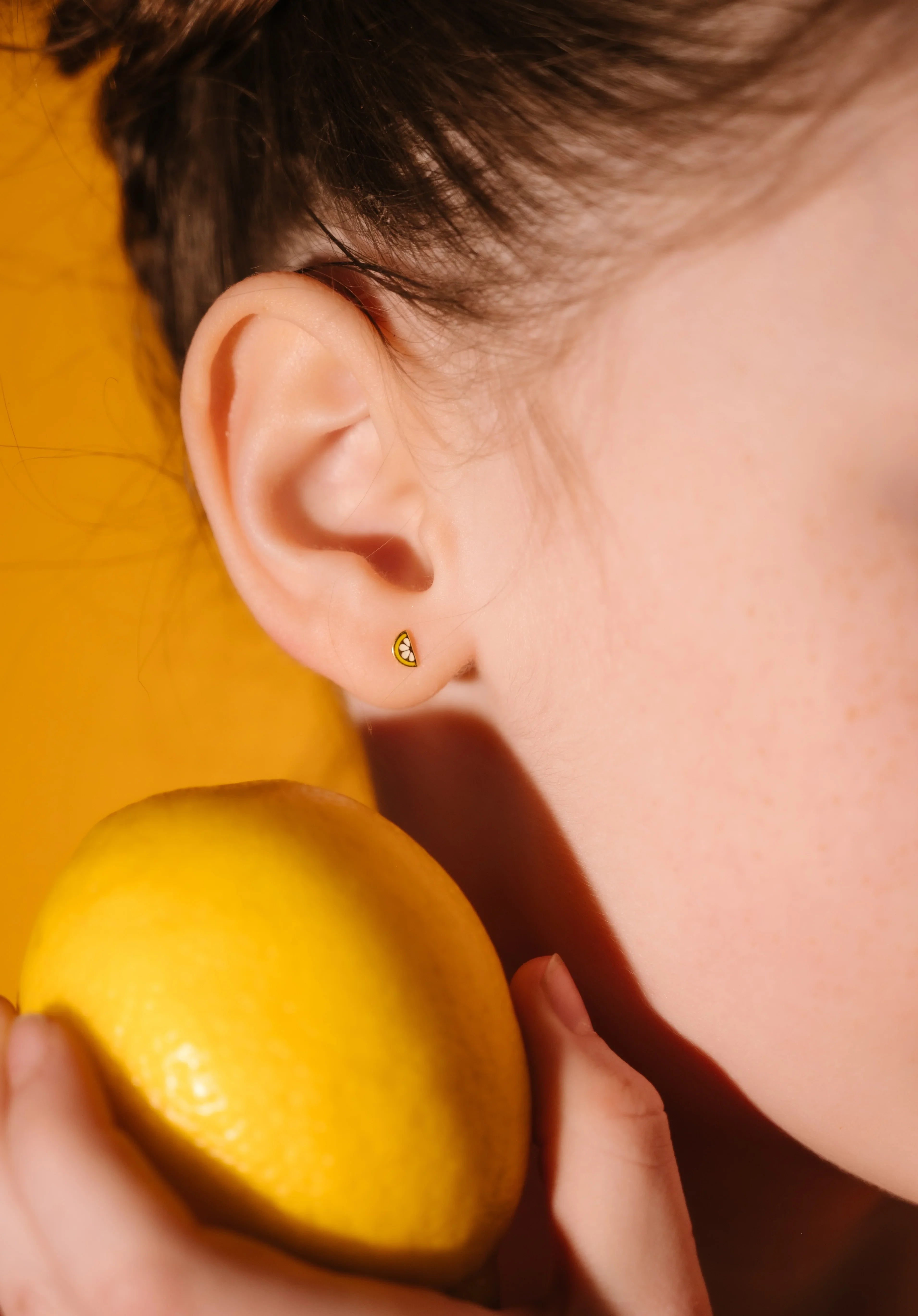 Lemon Slice Enamel Flat Back Stud