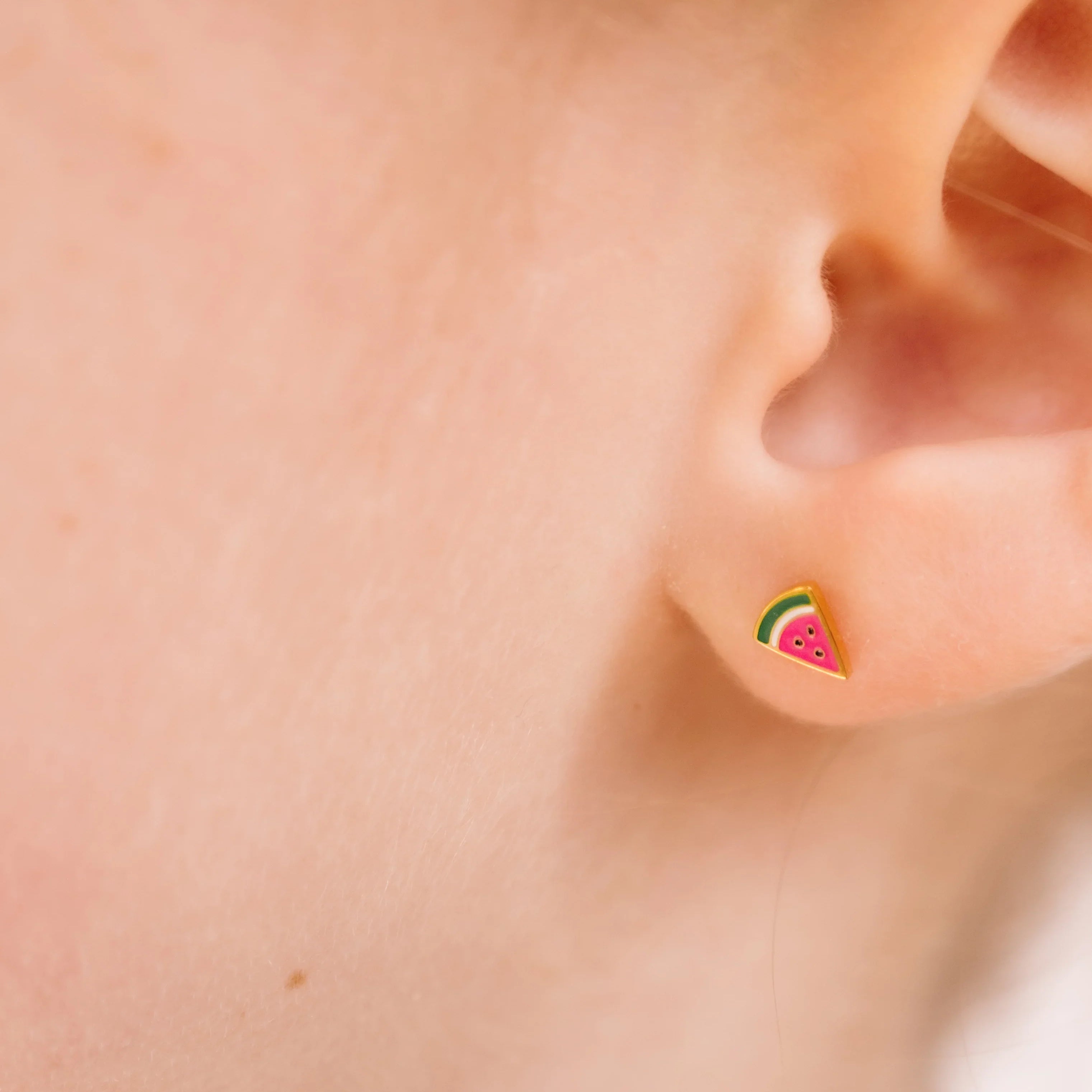 Watermelon Slice Enamel Flat Back Stud