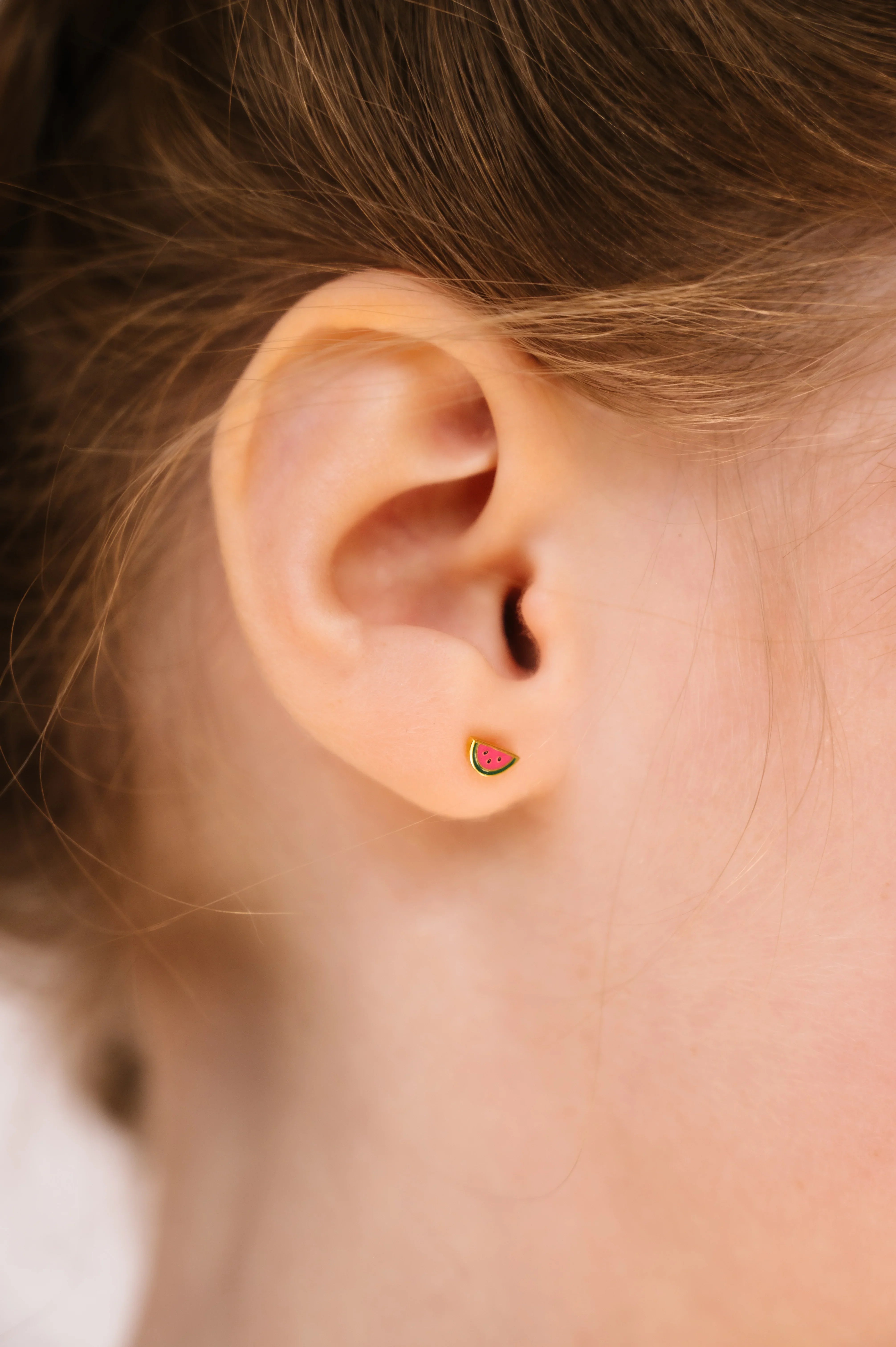 Watermelon Wedge Enamel Flat Back Stud