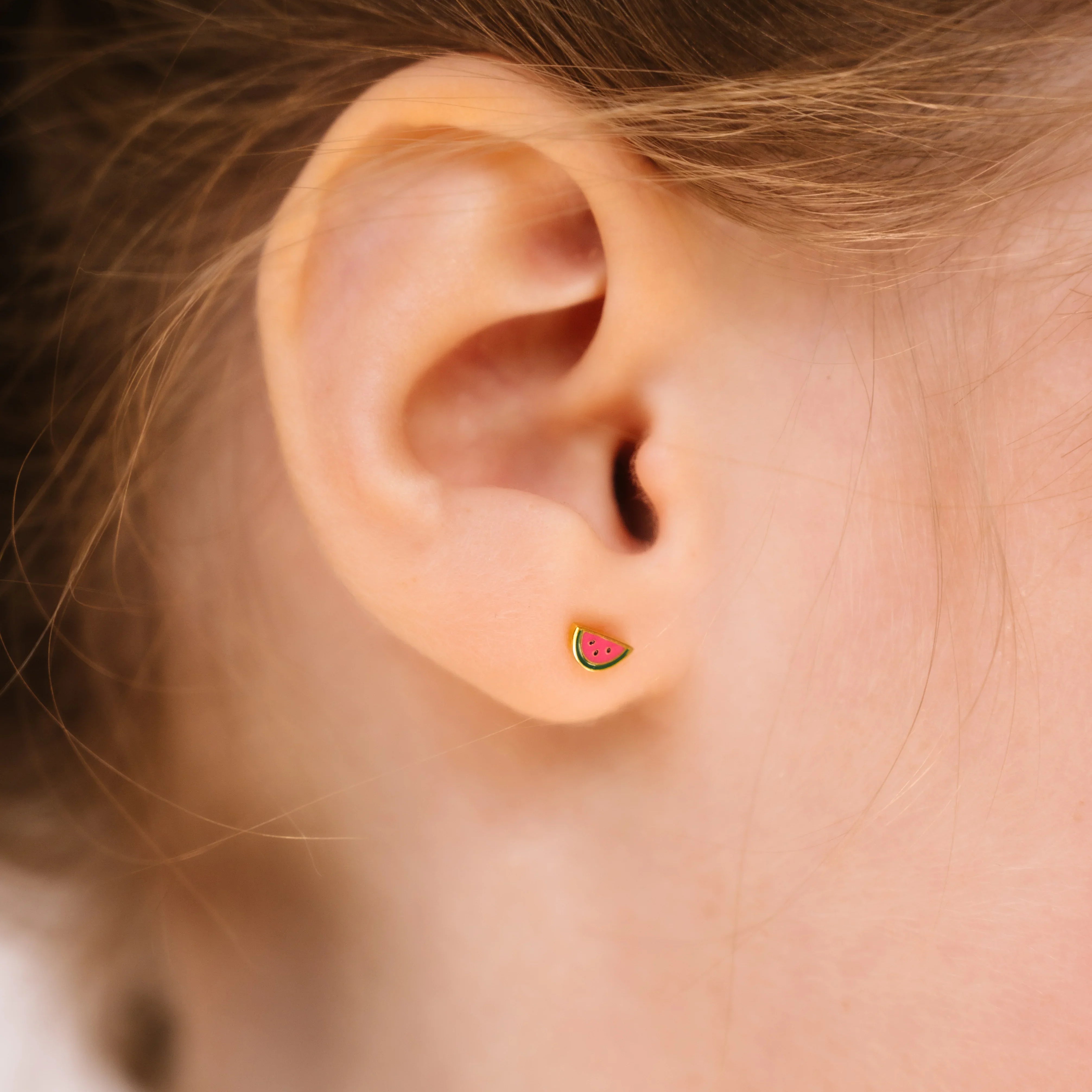 Watermelon Wedge Enamel Flat Back Stud