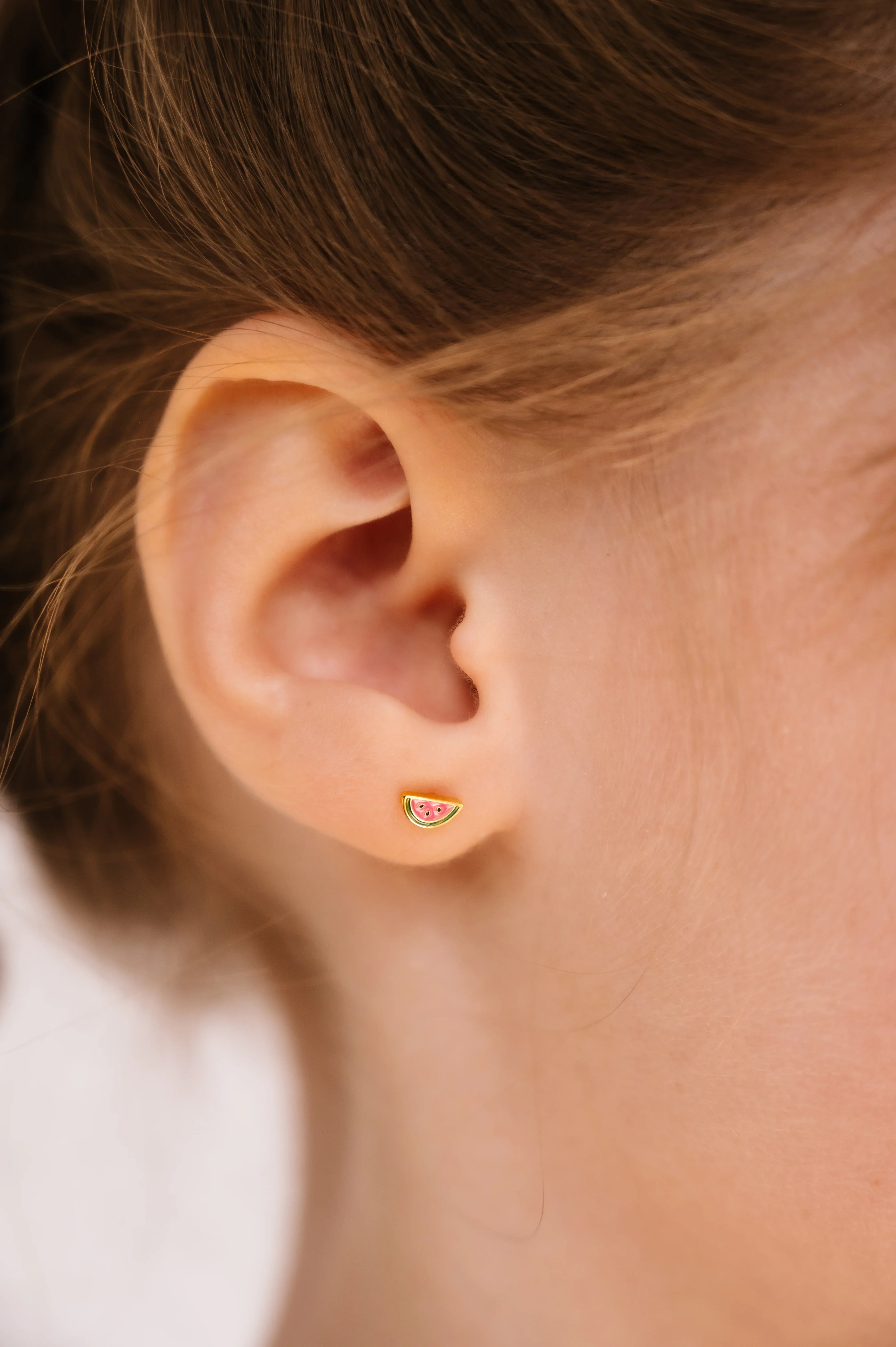 Watermelon Wedge Enamel Flat Back Stud