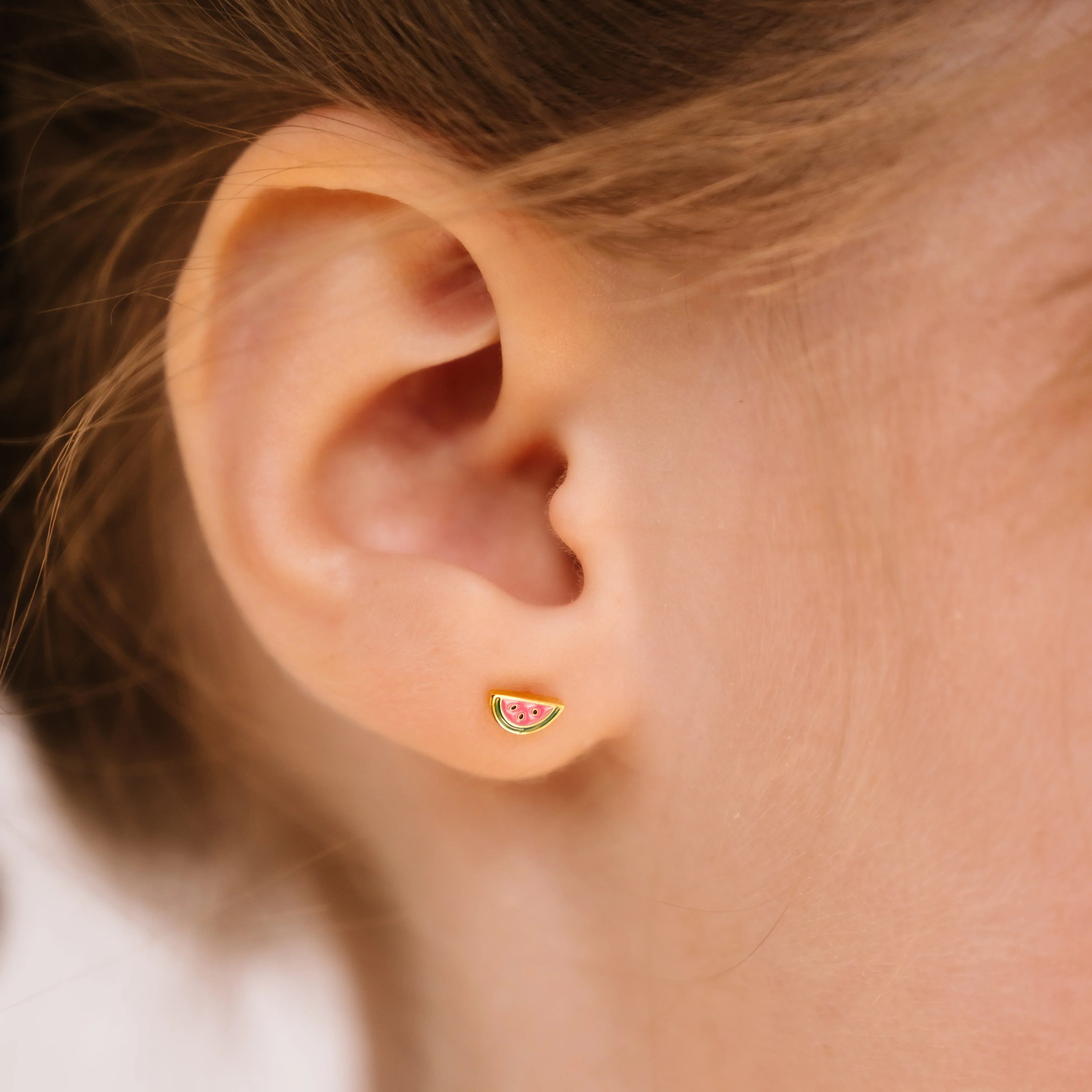 Watermelon Wedge Enamel Flat Back Stud