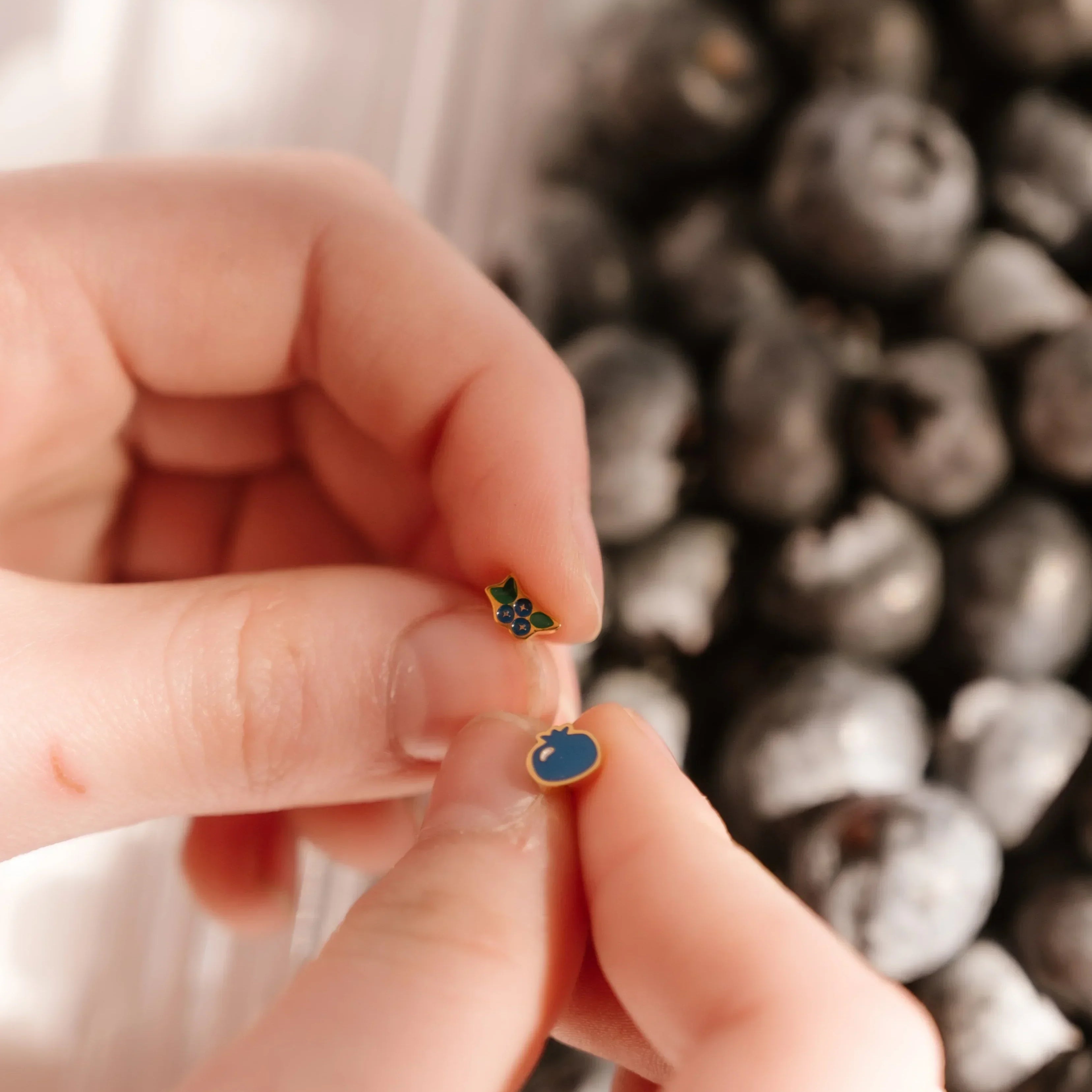Blueberry Bunch Enamel Flat Back Stud