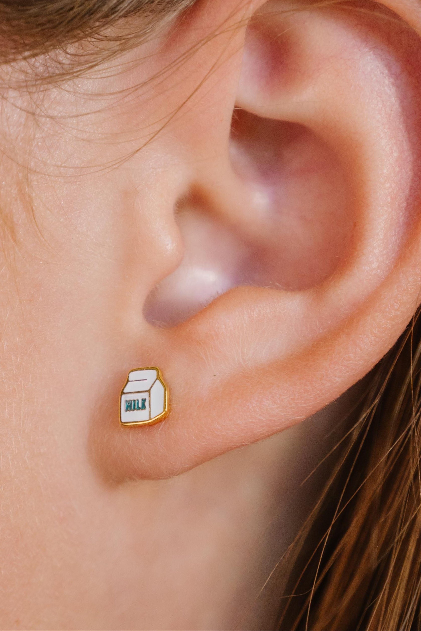 Milk Carton Enamel Flat Back Stud
