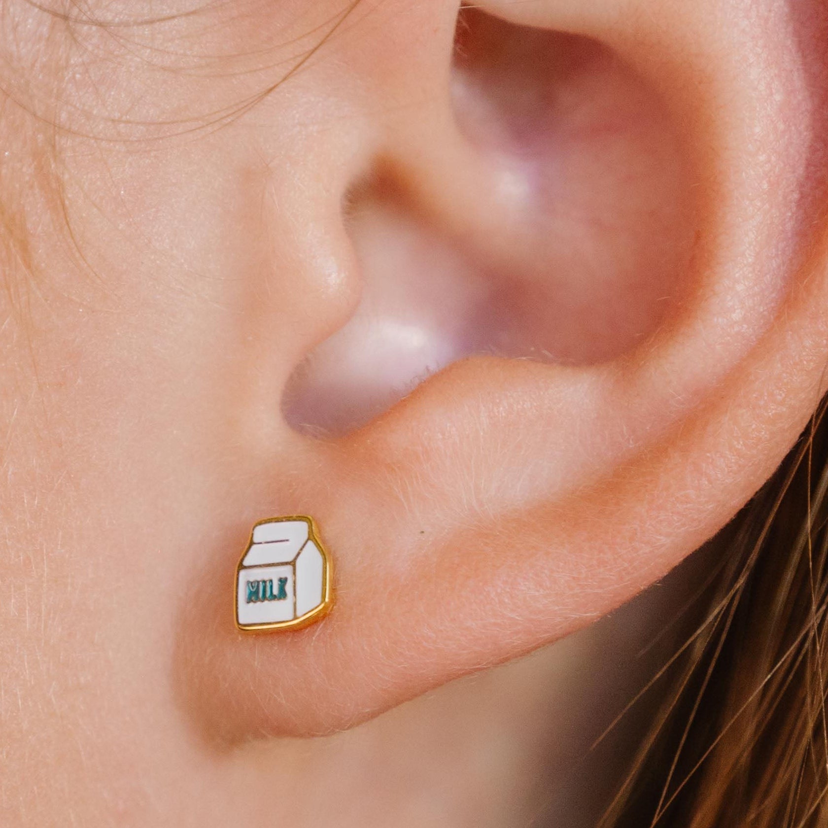 Milk Carton Enamel Flat Back Stud