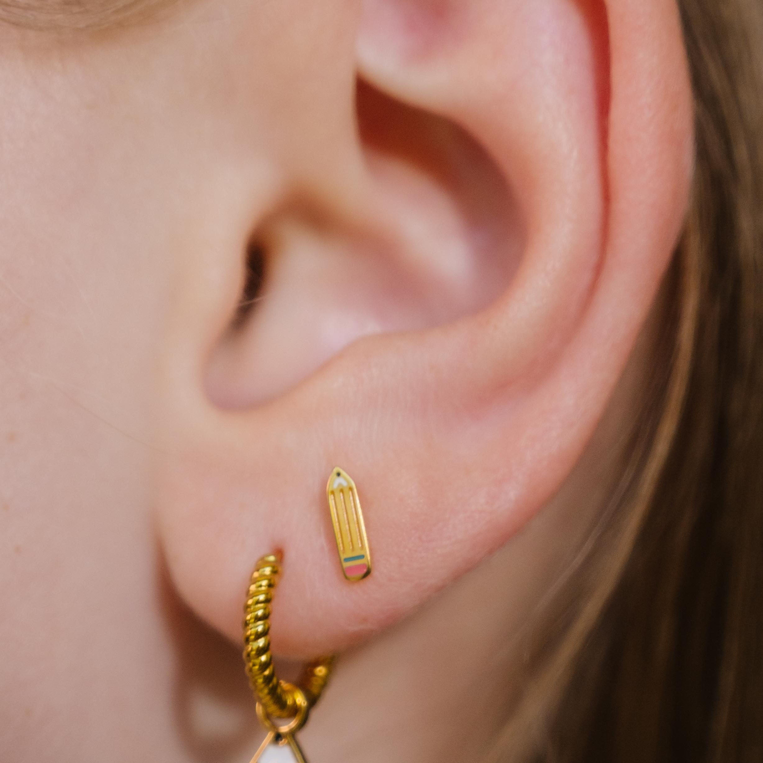 Pencil Enamel Flat Back Stud