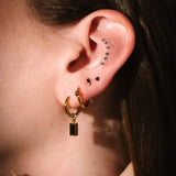 Titanium Solitaire Hoops - Onyx