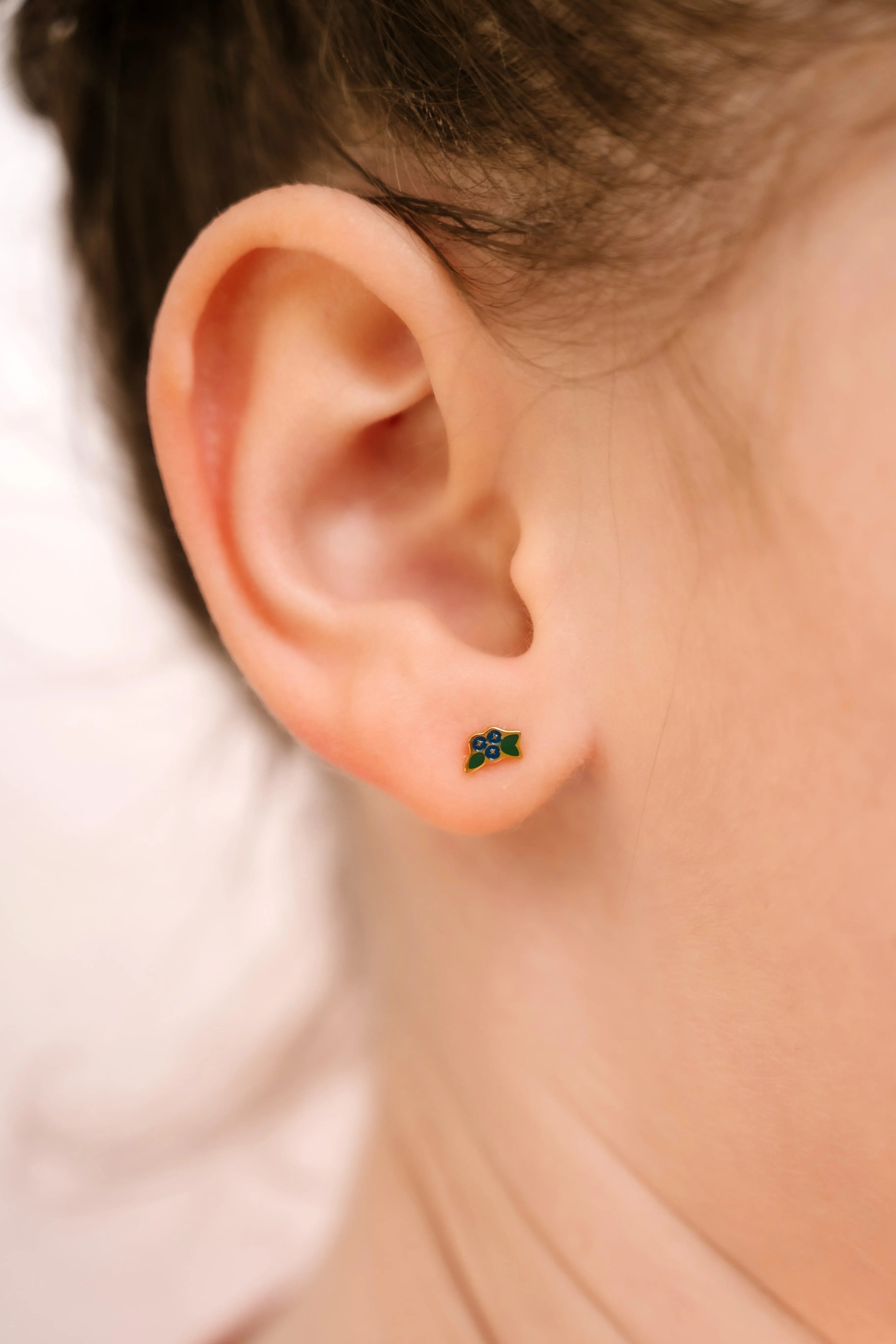 Blueberry Bunch Enamel Flat Back Stud