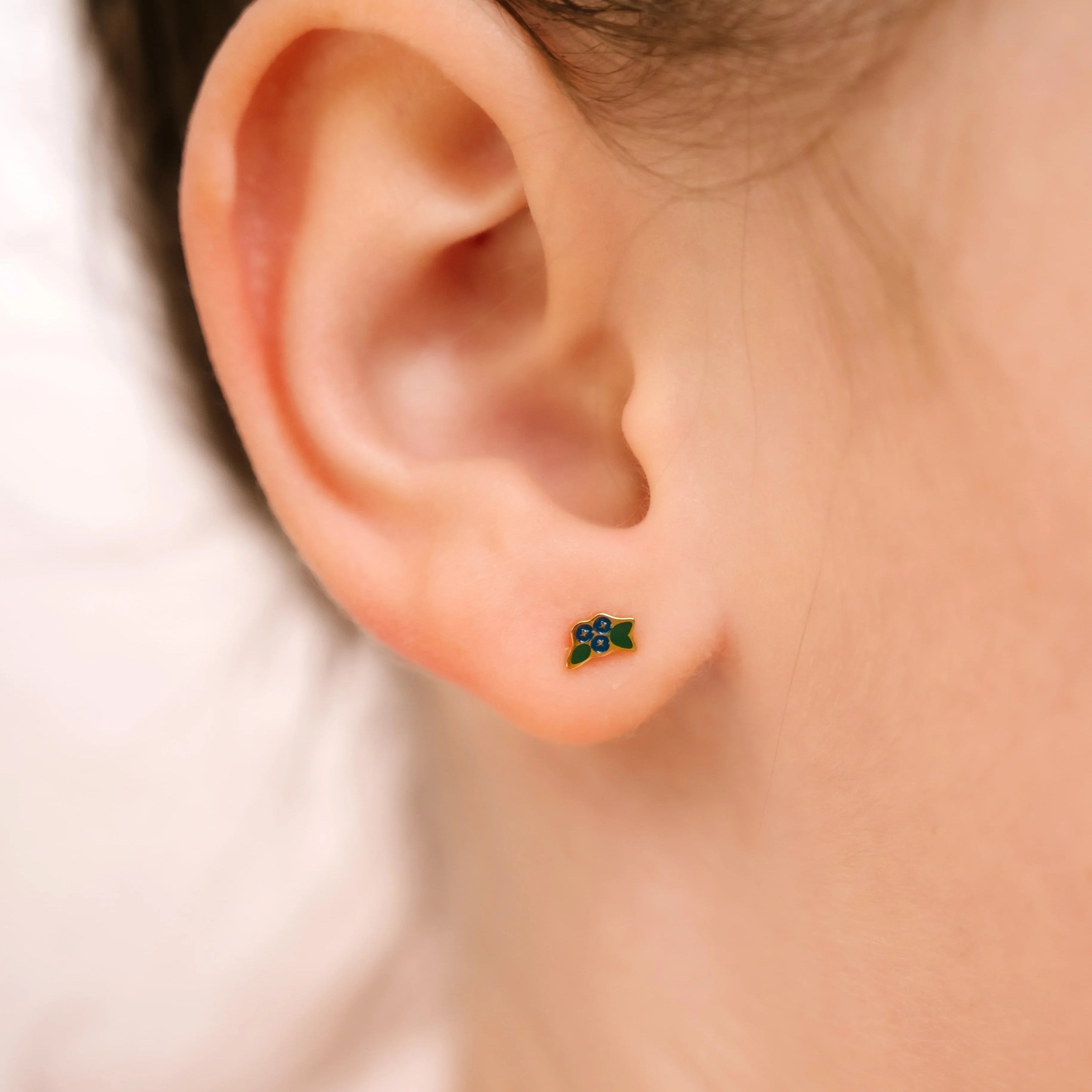 Blueberry Bunch Enamel Flat Back Stud