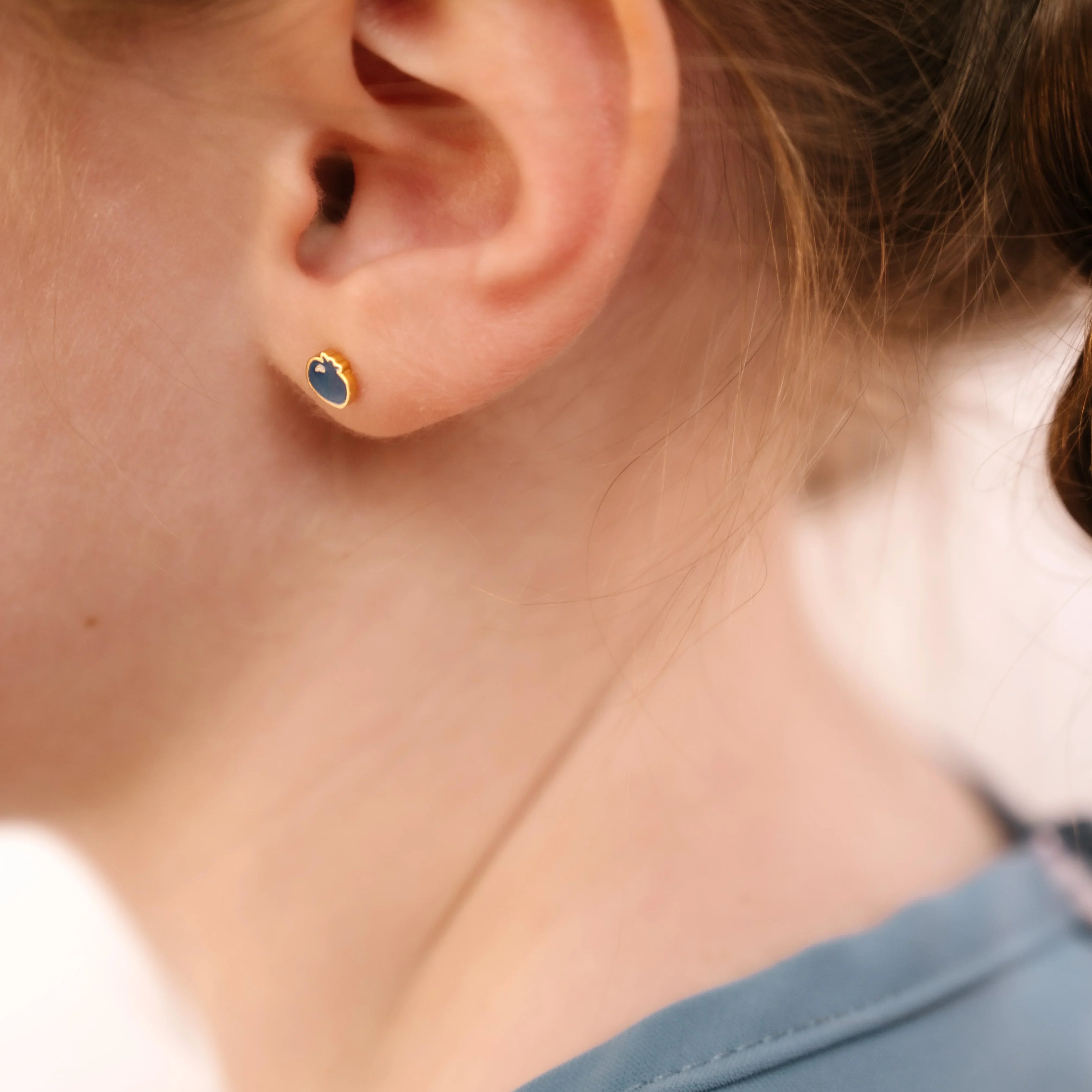 Blueberry Enamel Flat Back Stud