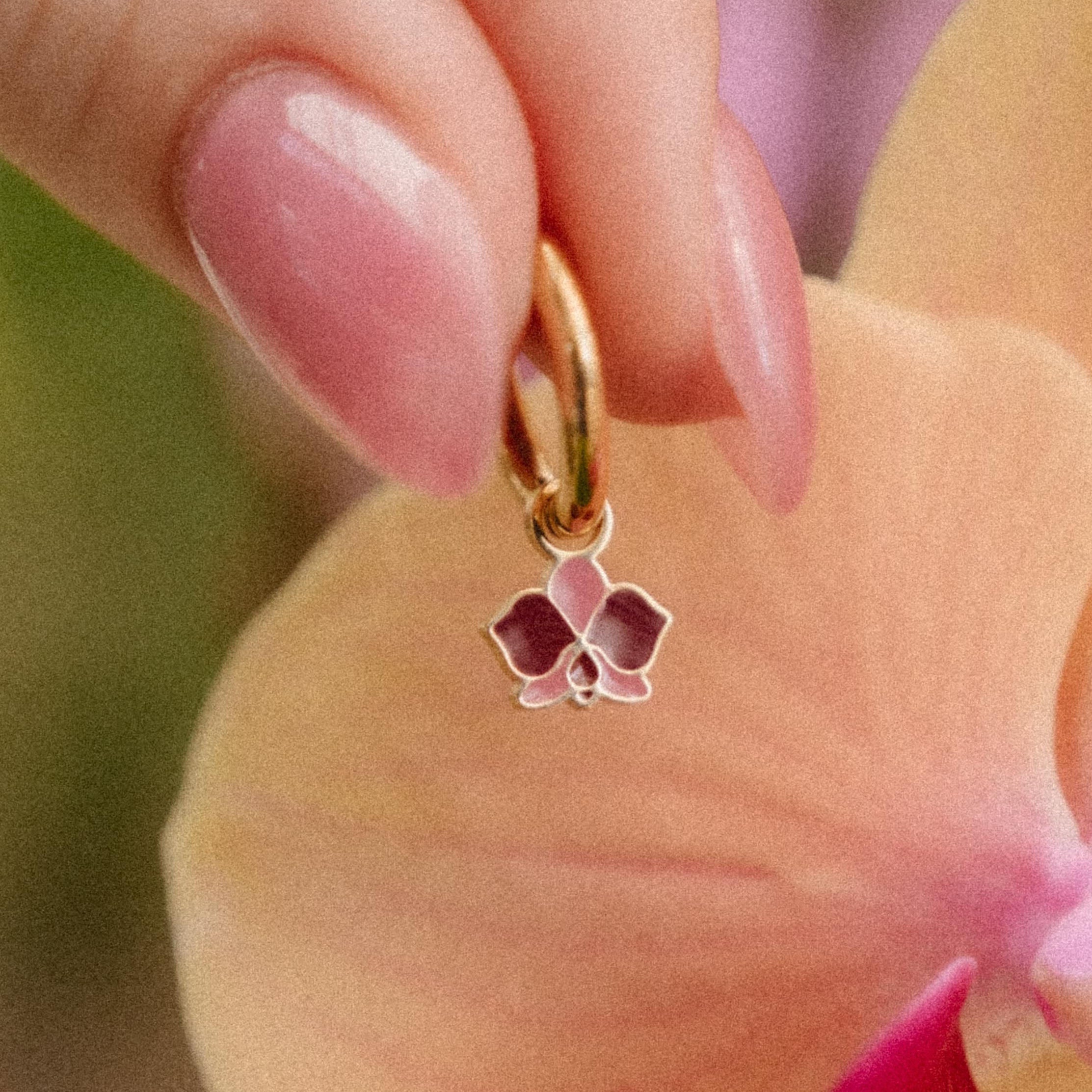 Purple Orchid Hoop Charm