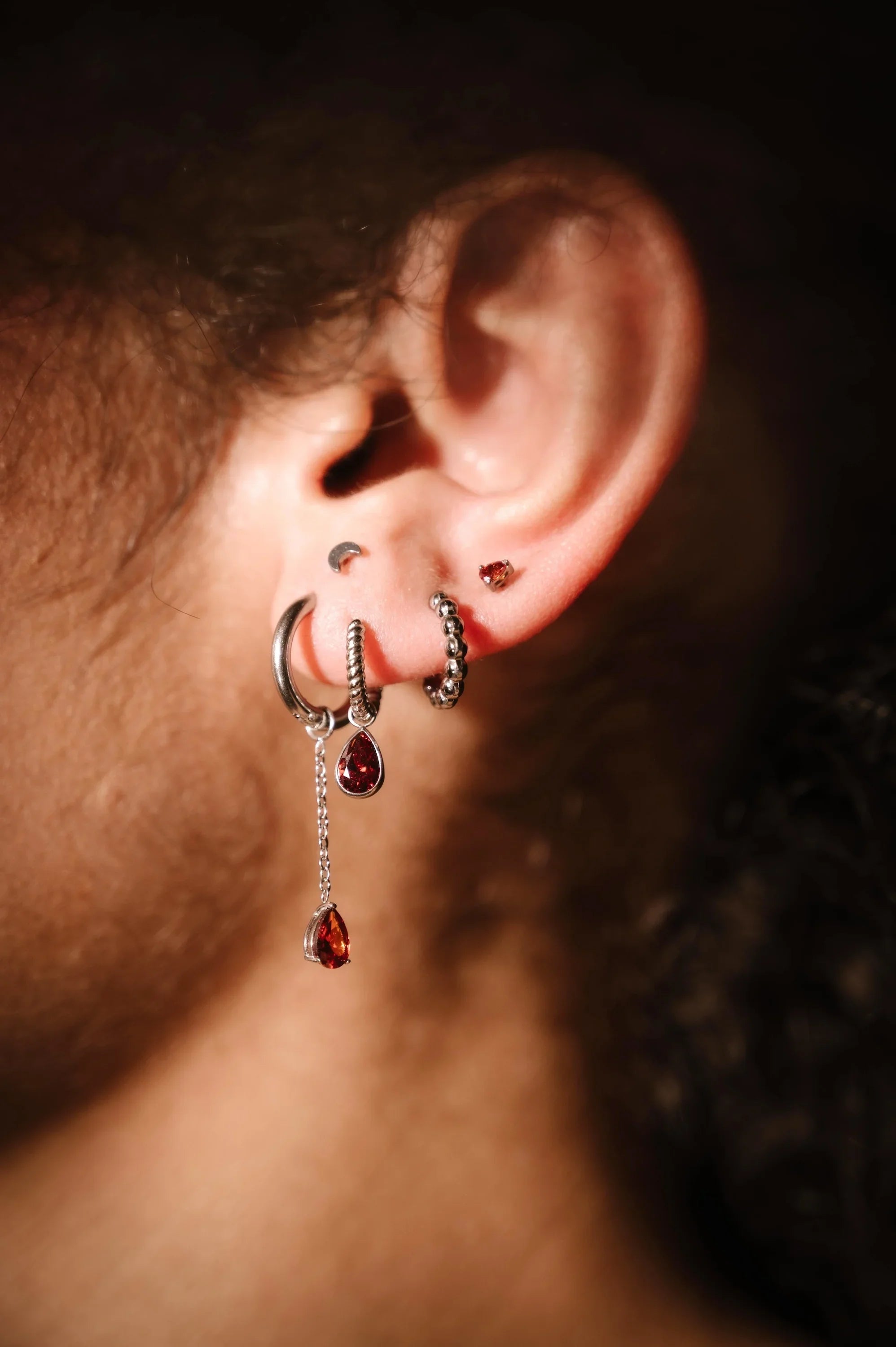 Garnet Drop Flat Back Stud