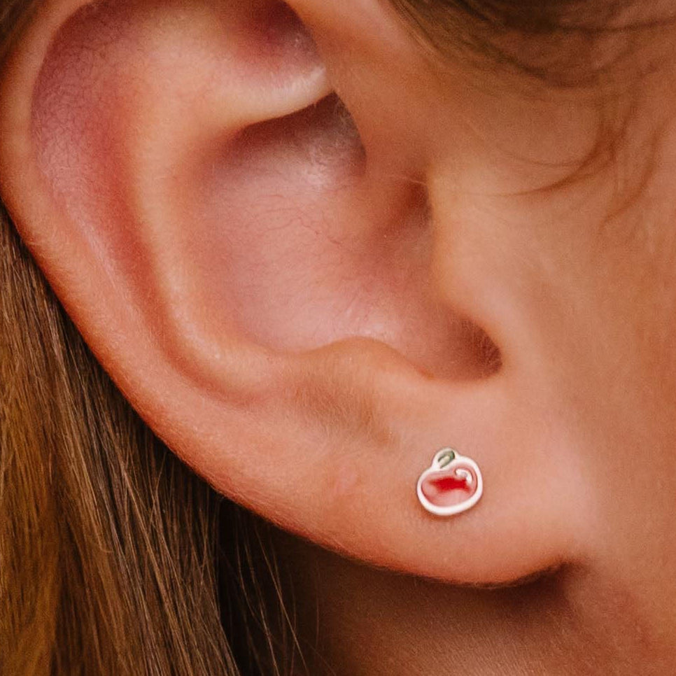 Red Apple Enamel Flat Back Stud
