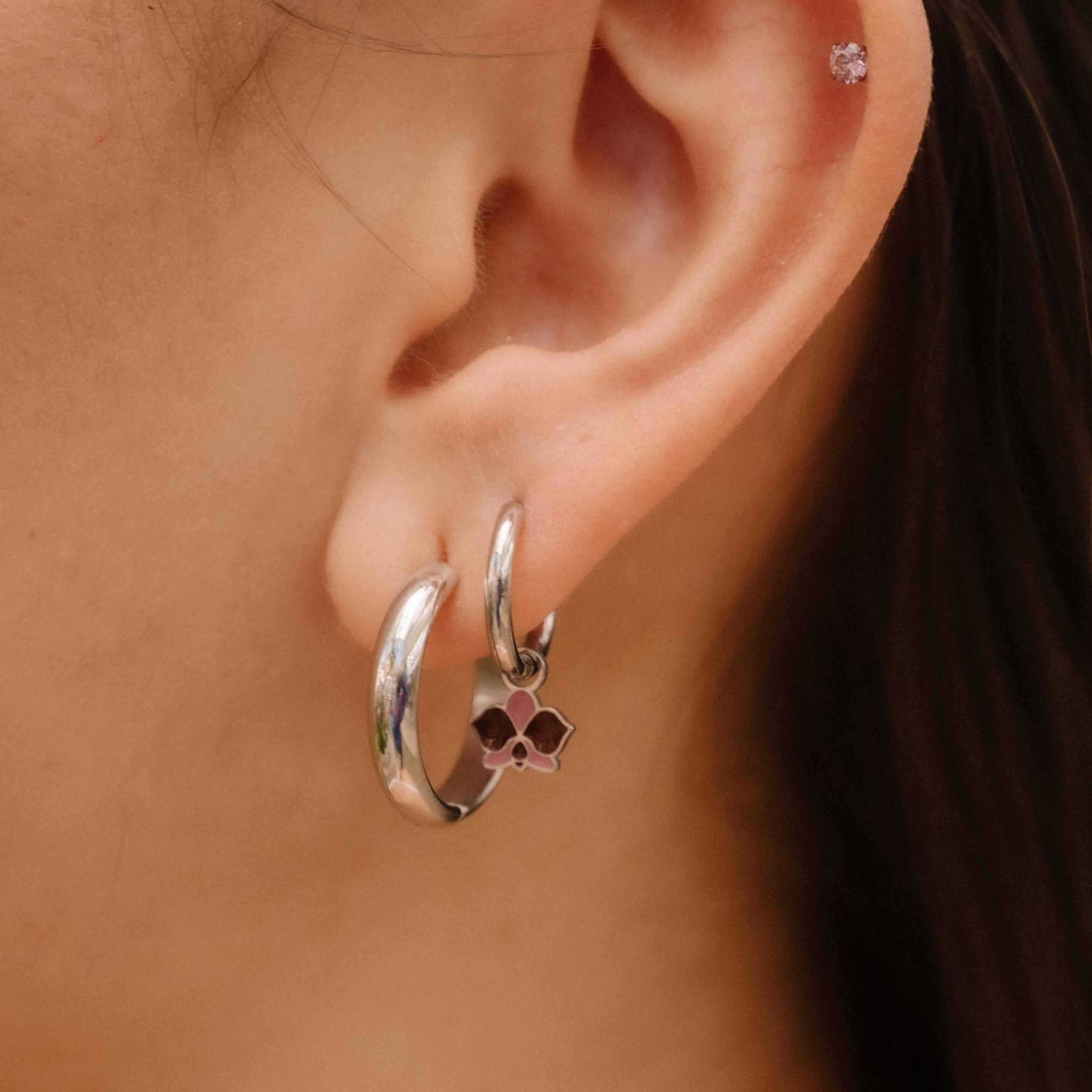 Purple Orchid Hoop Charm