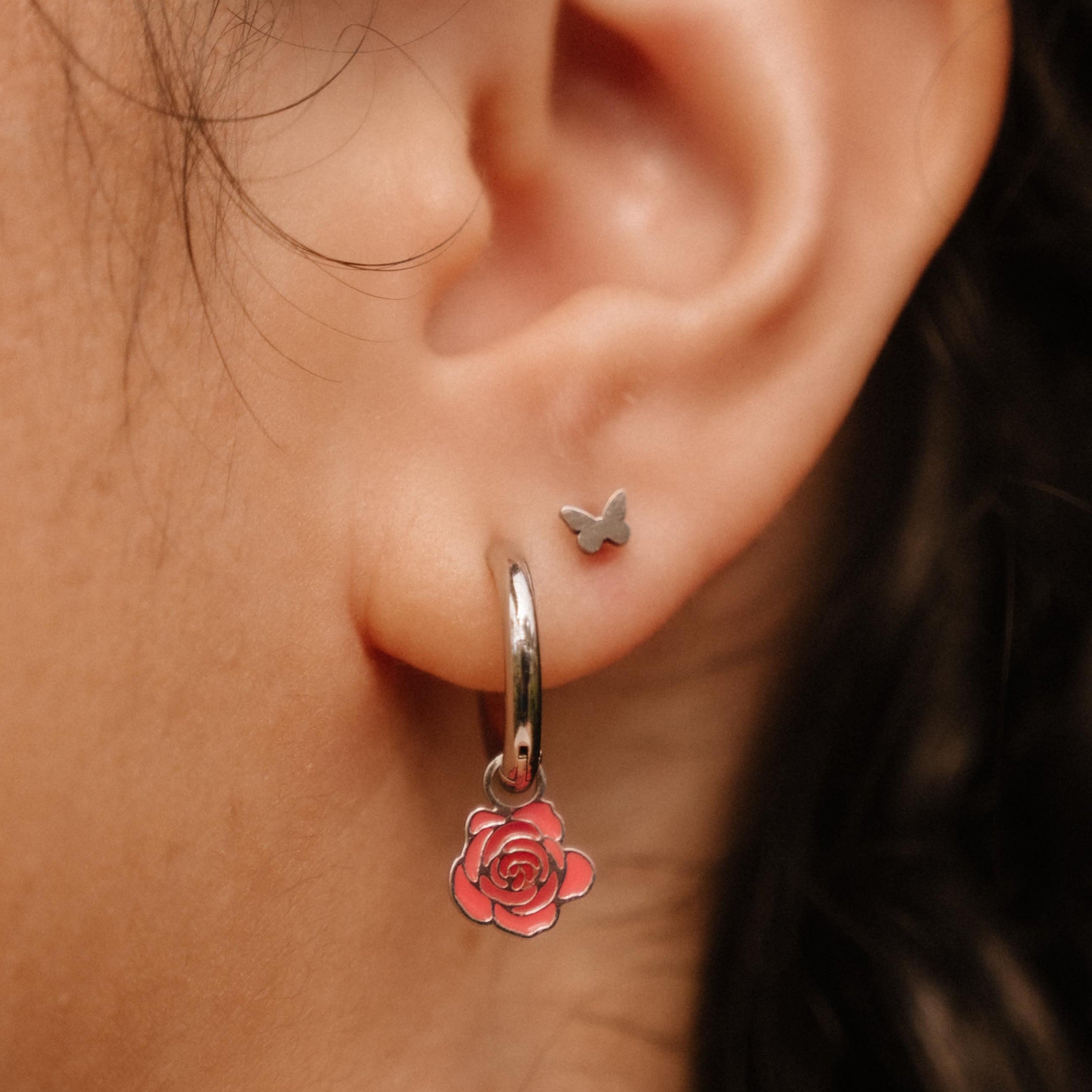 Full Bloom Rose Hoop Charm