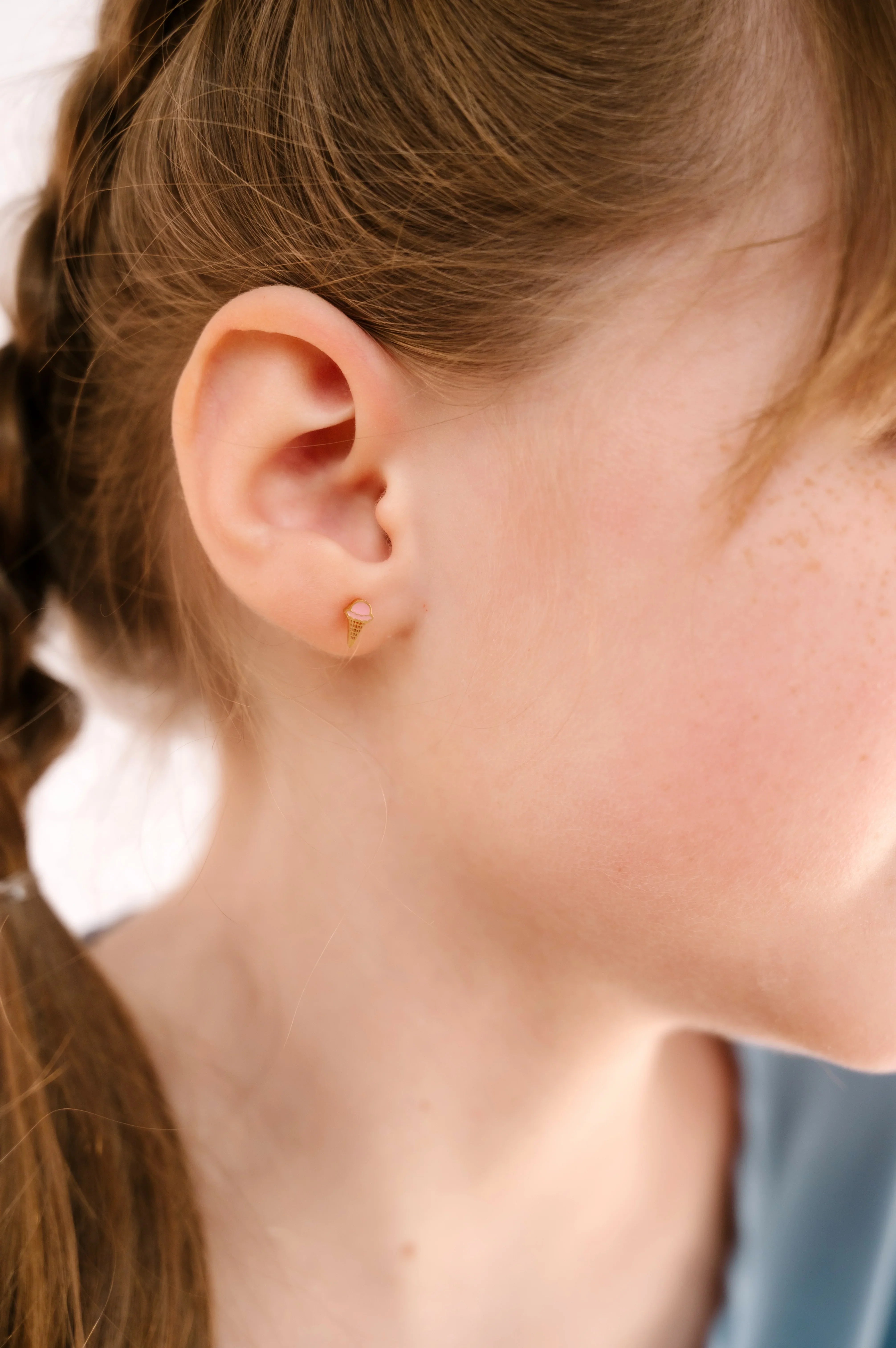 Ice Cream Cone Enamel Flat Back Stud