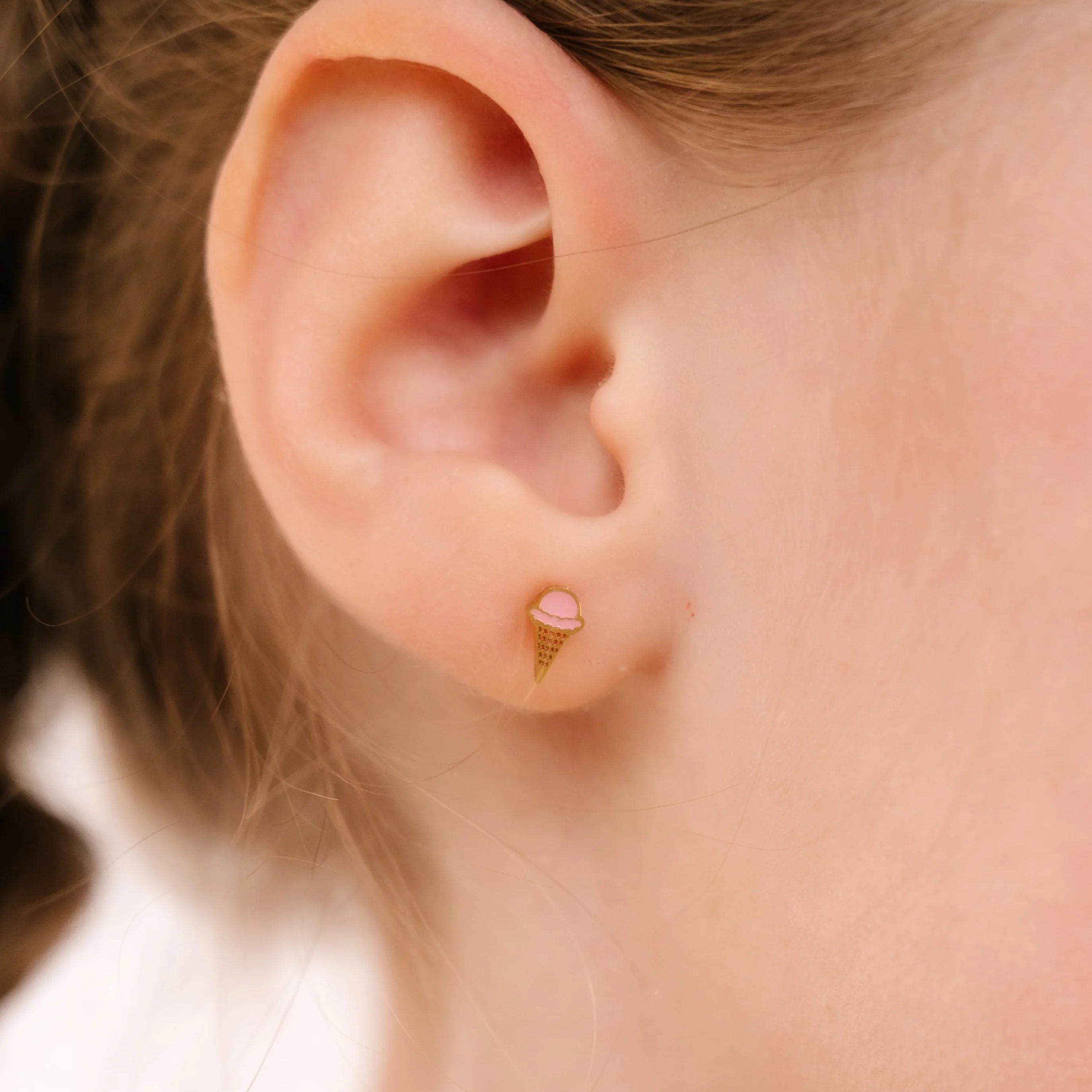 Ice Cream Cone Enamel Flat Back Stud