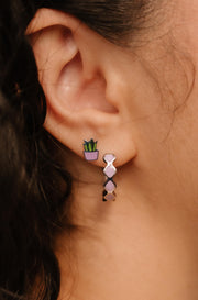 Snake Plant Flat Back Stud - Purple Pot