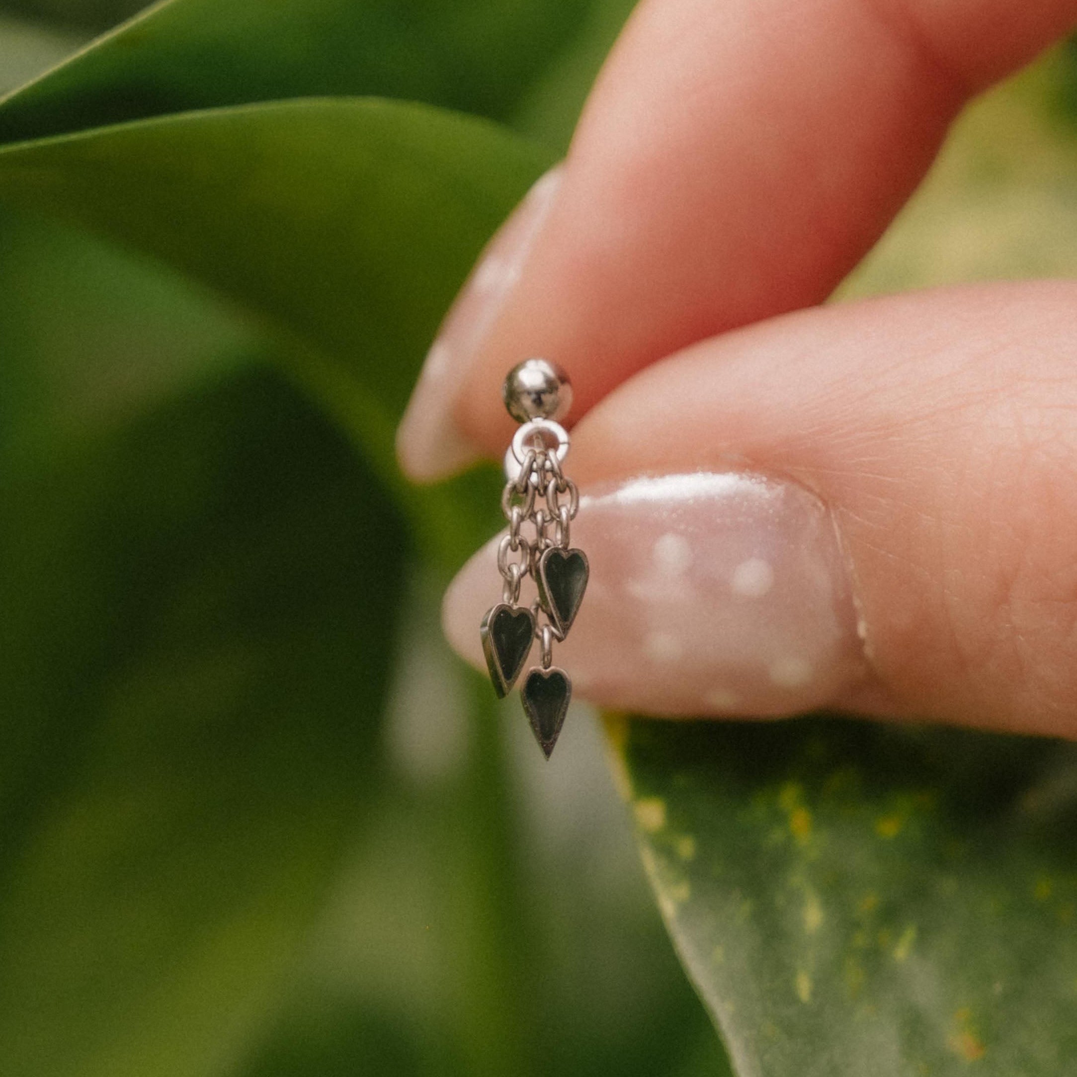 Pothos Enamel Flat Back Stud