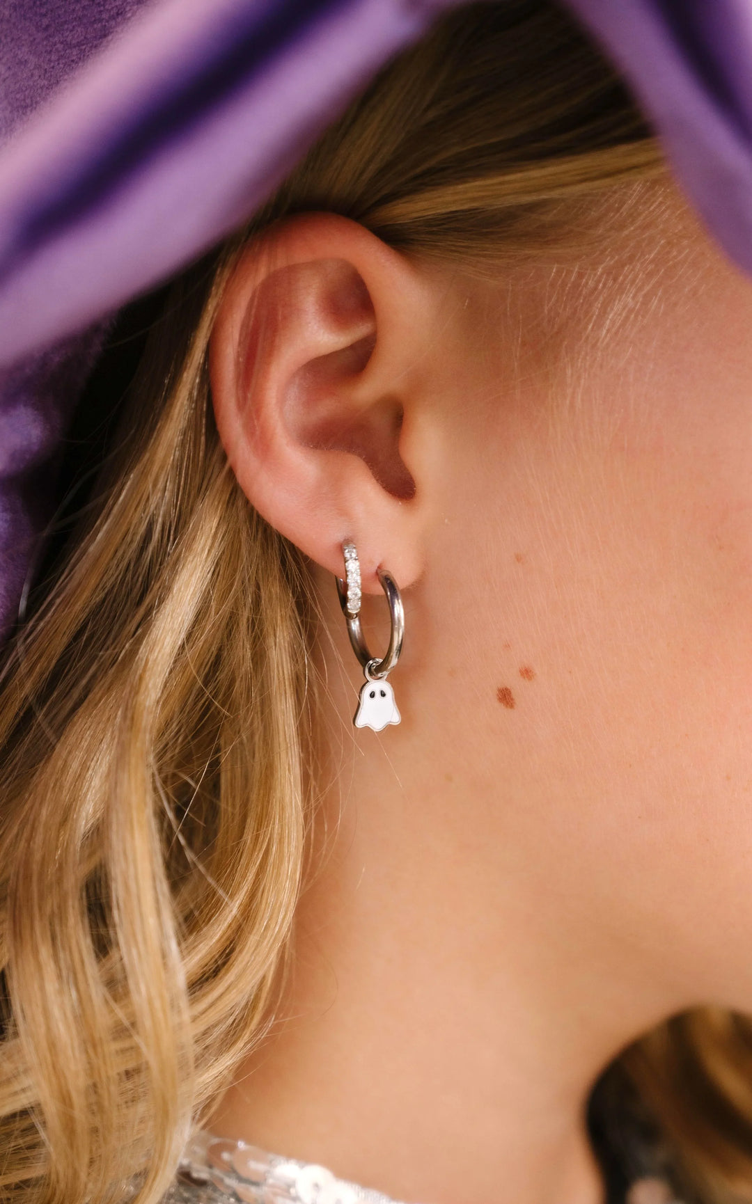 Ghostie Enamel Hoop Charm