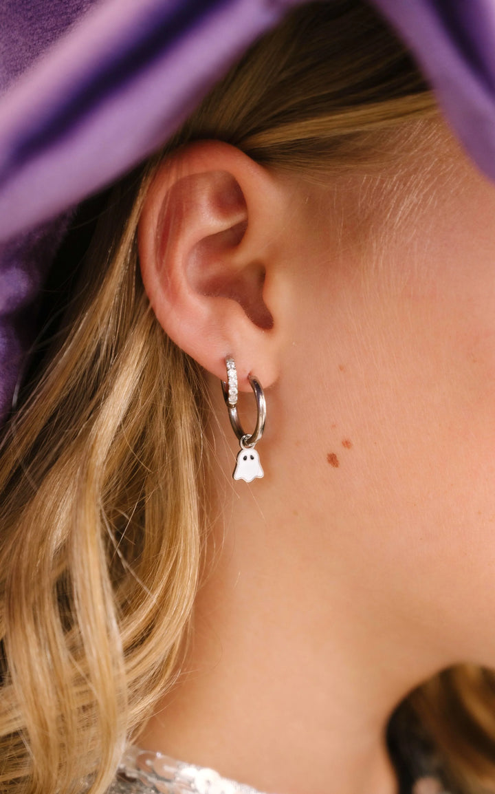 Ghostie Enamel Hoop Charm