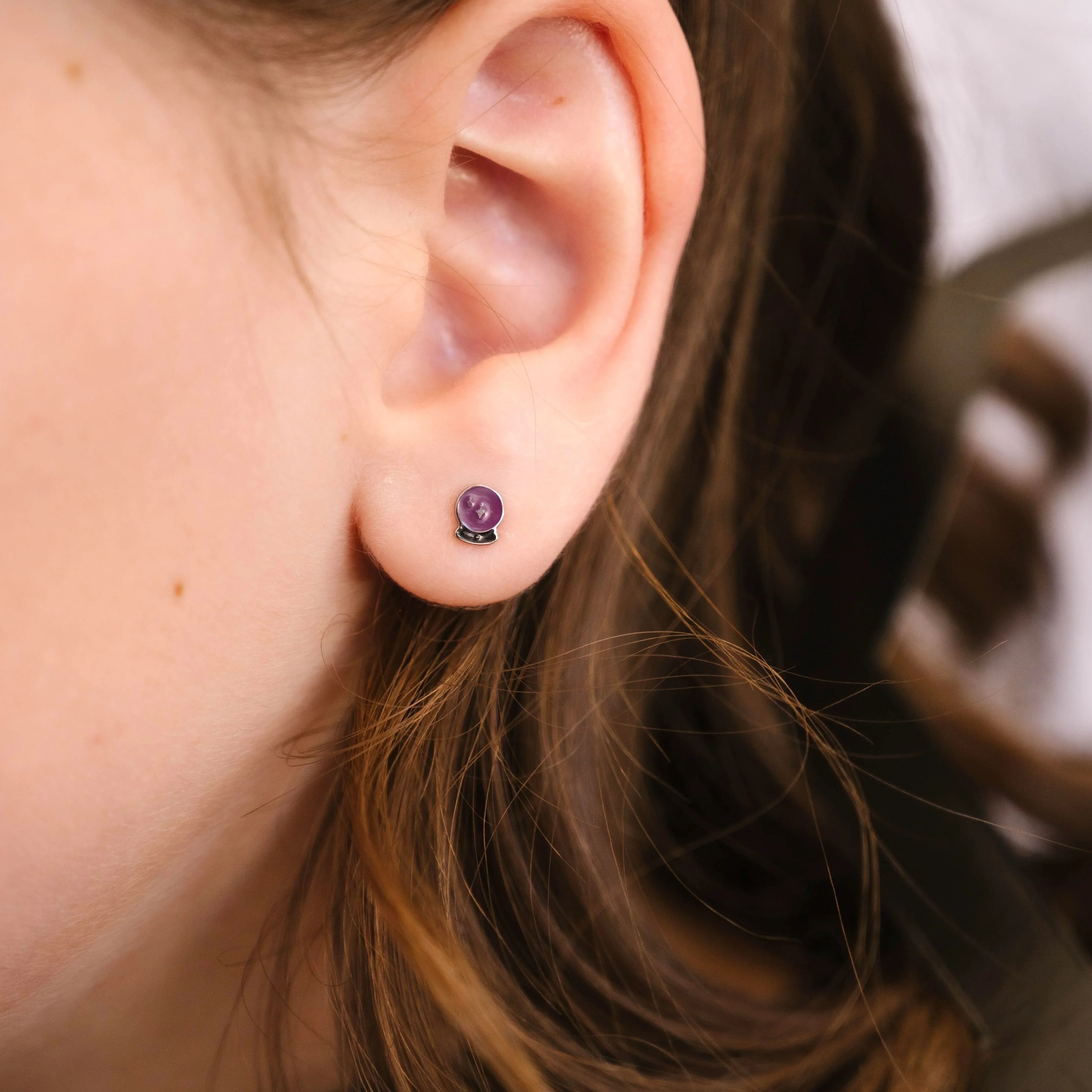 Crystal Ball Enamel Flat Back Stud