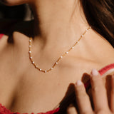 White Enamel Dotted Necklace