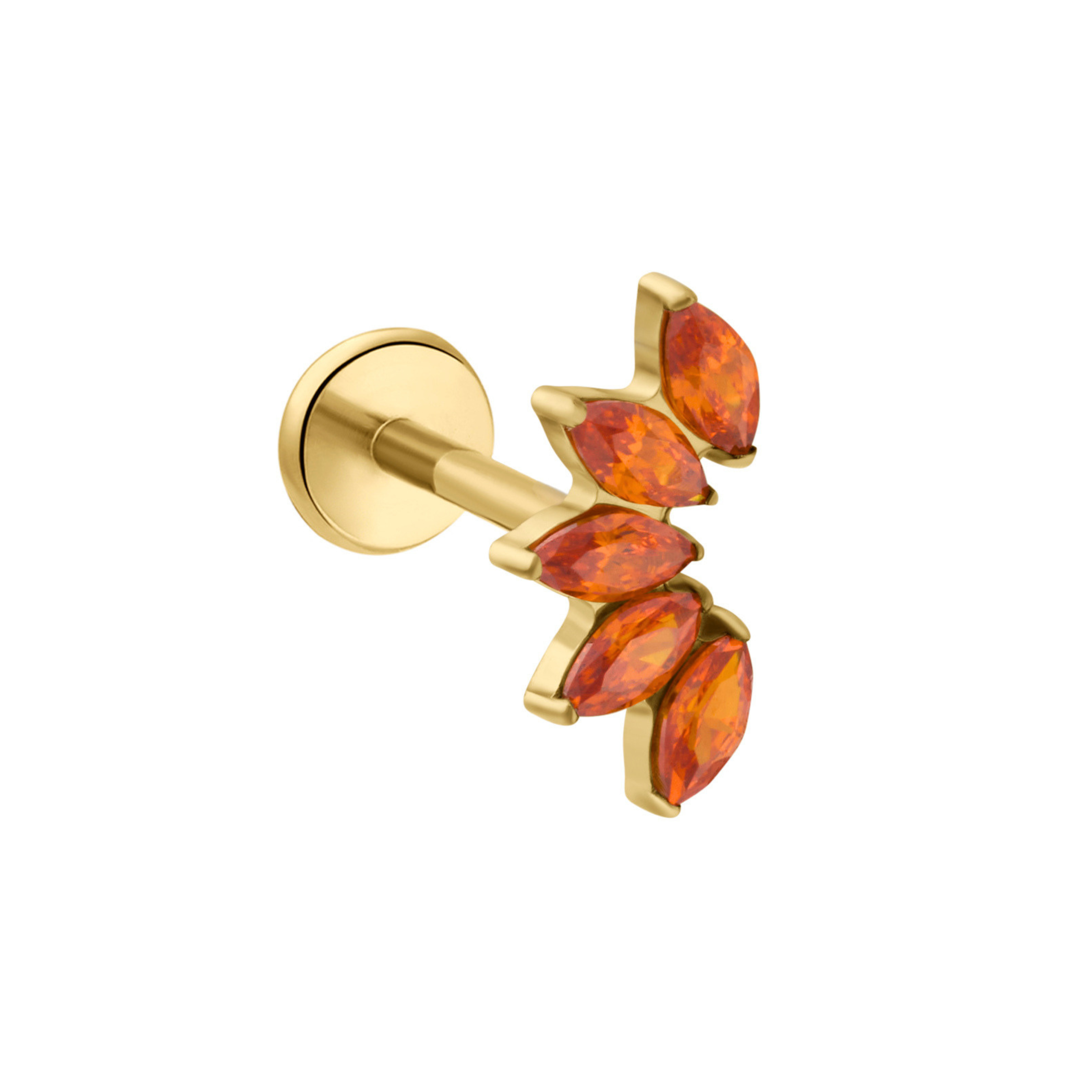 Deco Marquise Fan Flat Back Stud - Mai Tai