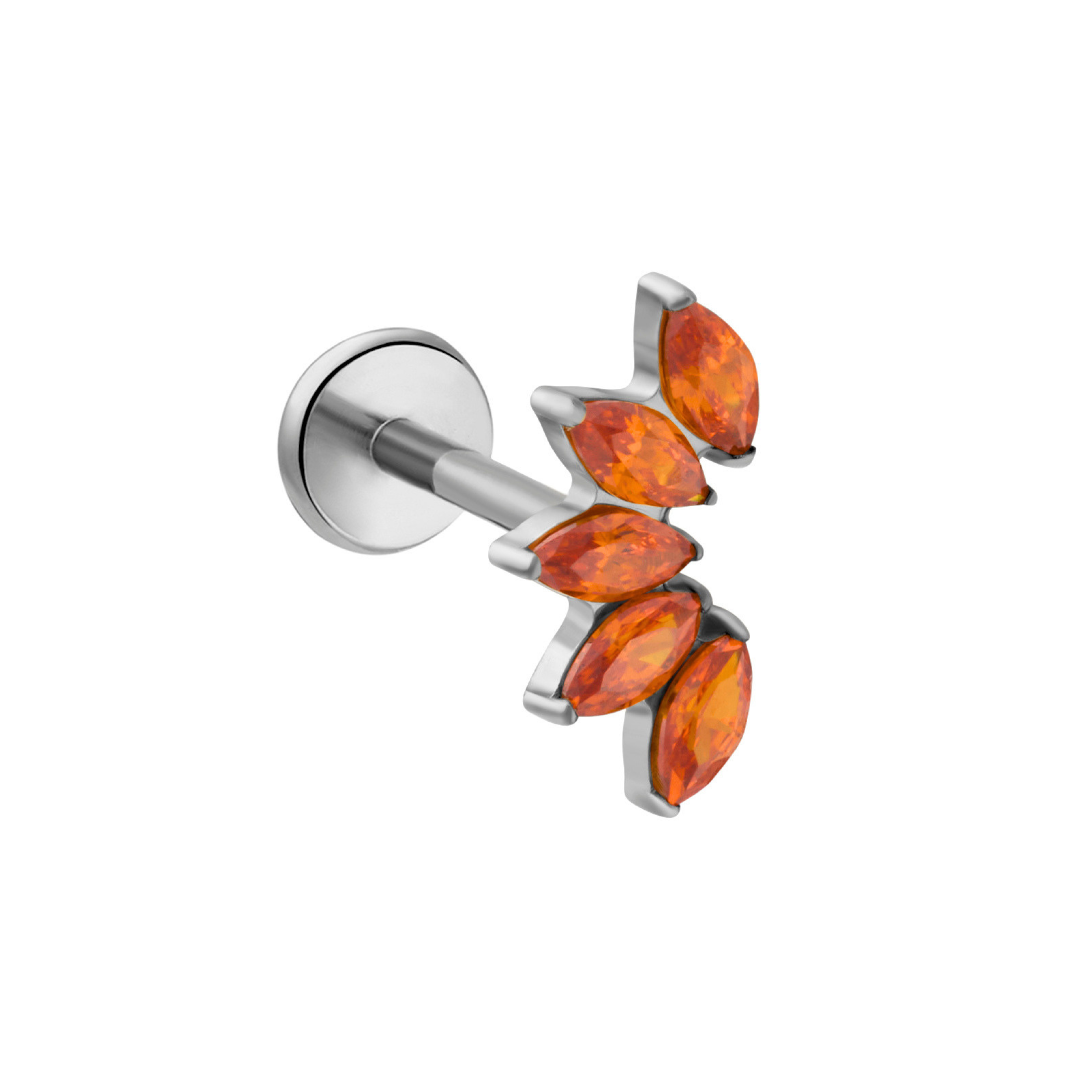 Deco Marquise Fan Flat Back Stud - Mai Tai